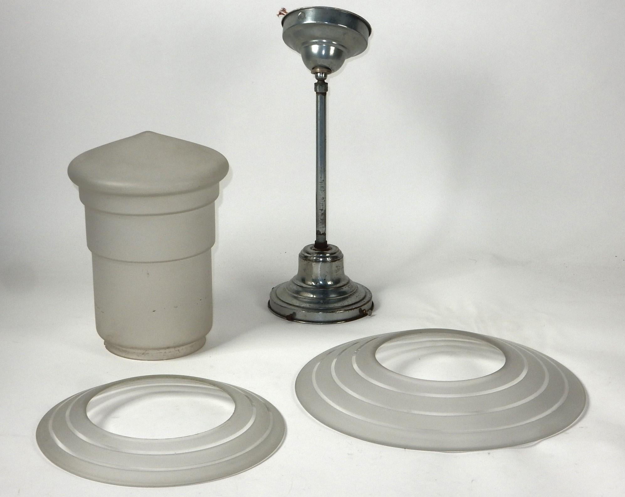 20th Century Art Deco UFO Saturn Ring Pendant Lamp Chandelier 1950's For Sale