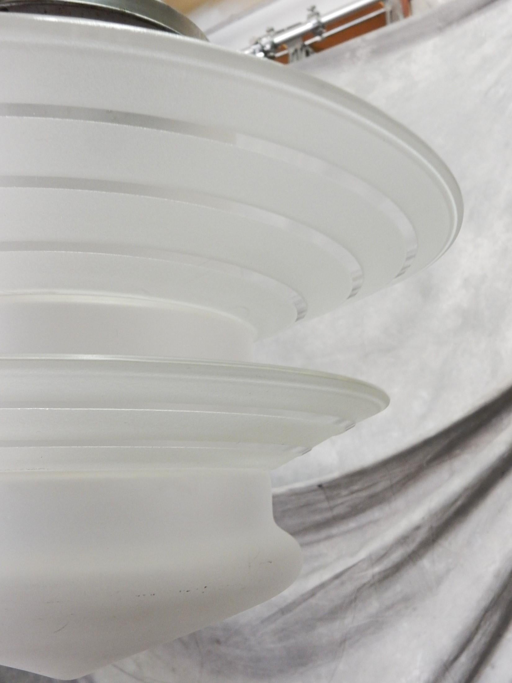 Art Deco UFO Saturn Ring Pendant Lamp Chandelier 1950's For Sale 1