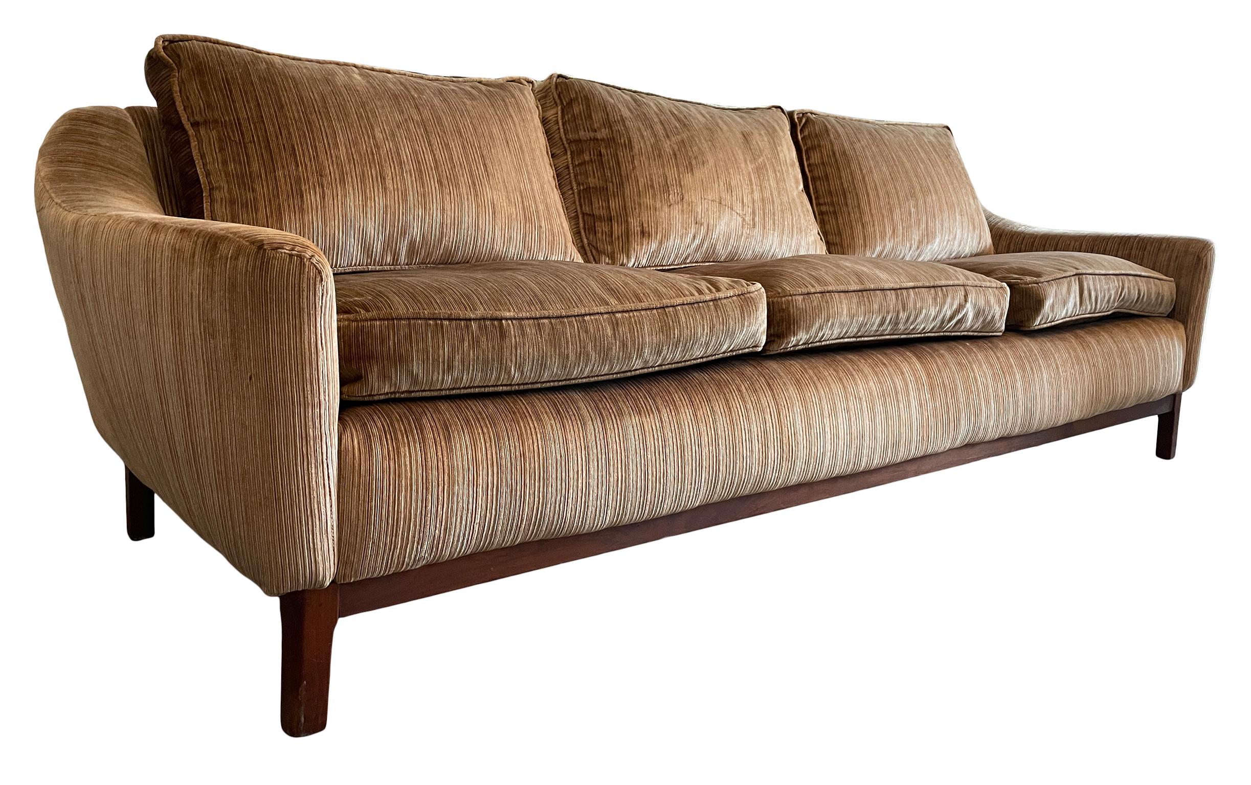 Mid-20th Century Mid-Century Modern Scandinavian 3 Seat brown Sofa Couch by DUX