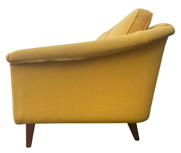 Mid-Century Modern Scandinavian 3 Seat Mustard Sofa Couch by DUX In Good Condition For Sale In BROOKLYN, NY
