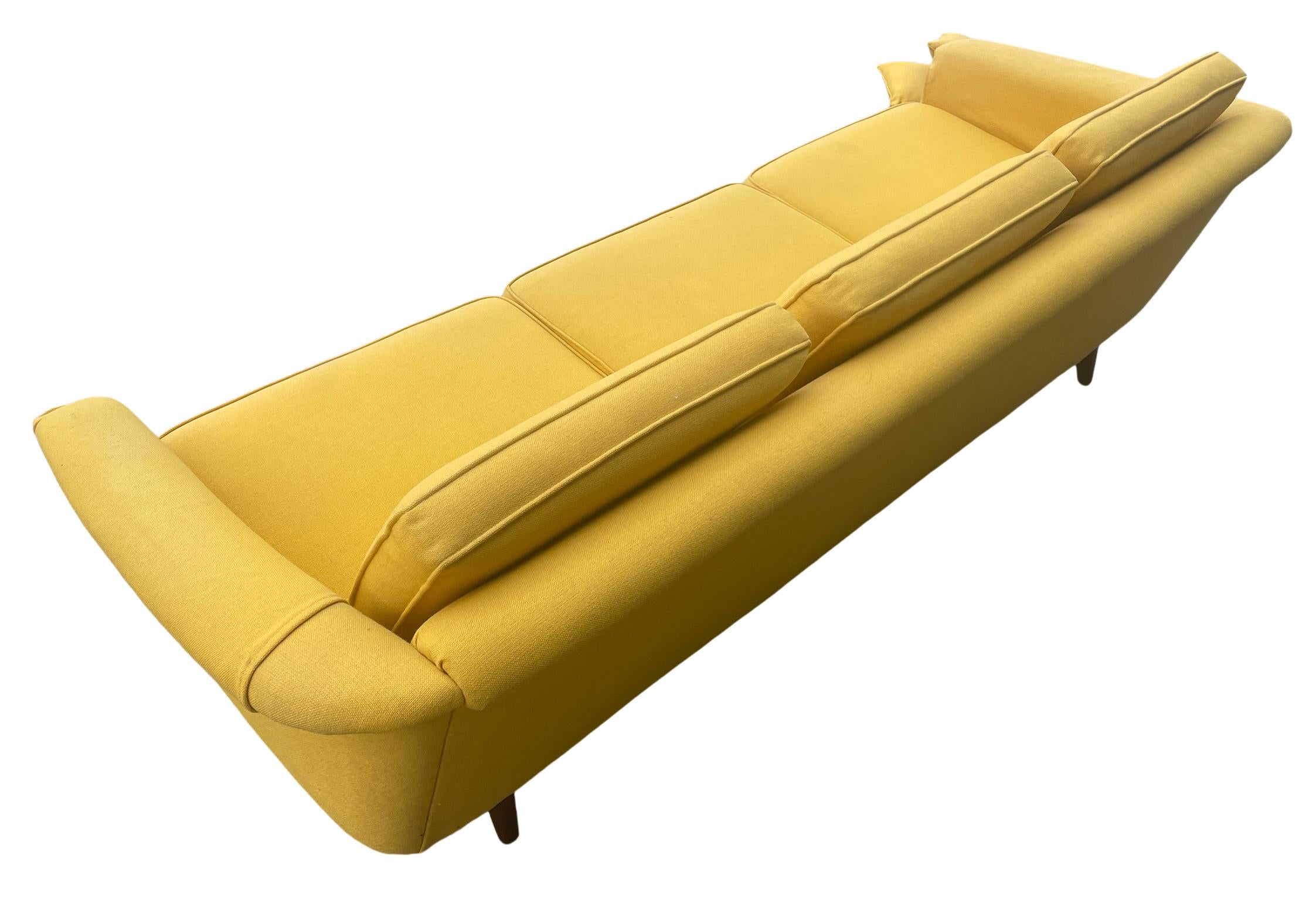 Woodwork Mid-Century Modern Scandinavian 3 Seat Mustard Sofa Couch by DUX