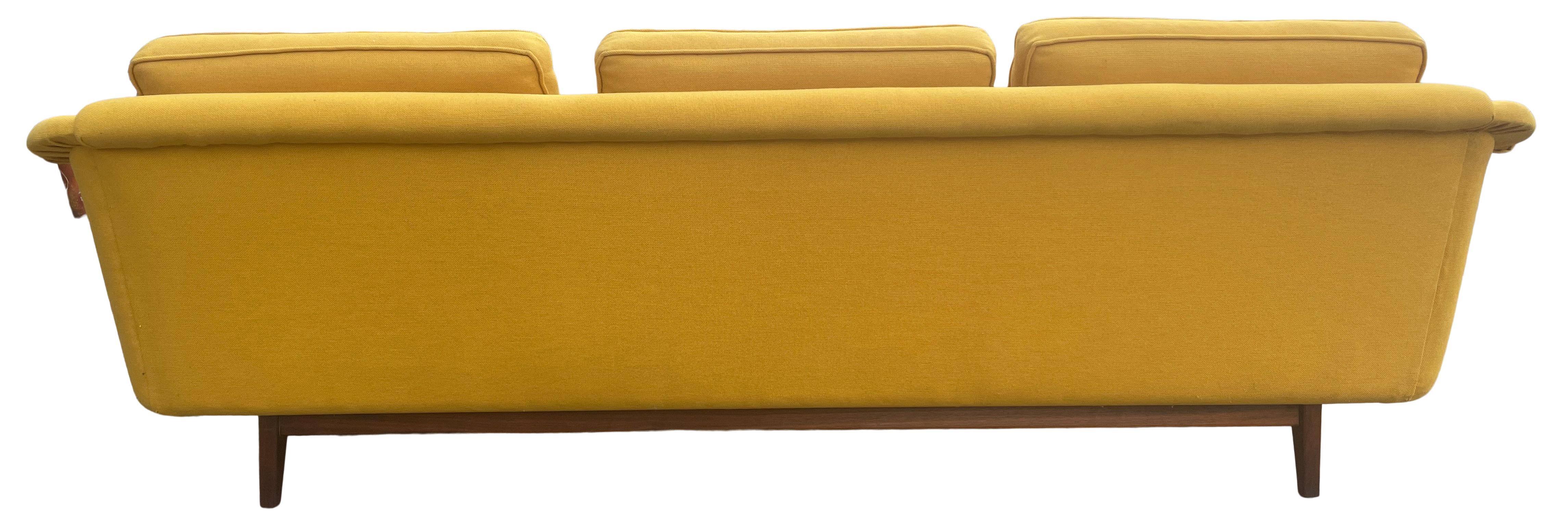 Upholstery Mid-Century Modern Scandinavian 3 Seat Mustard Sofa Couch by DUX