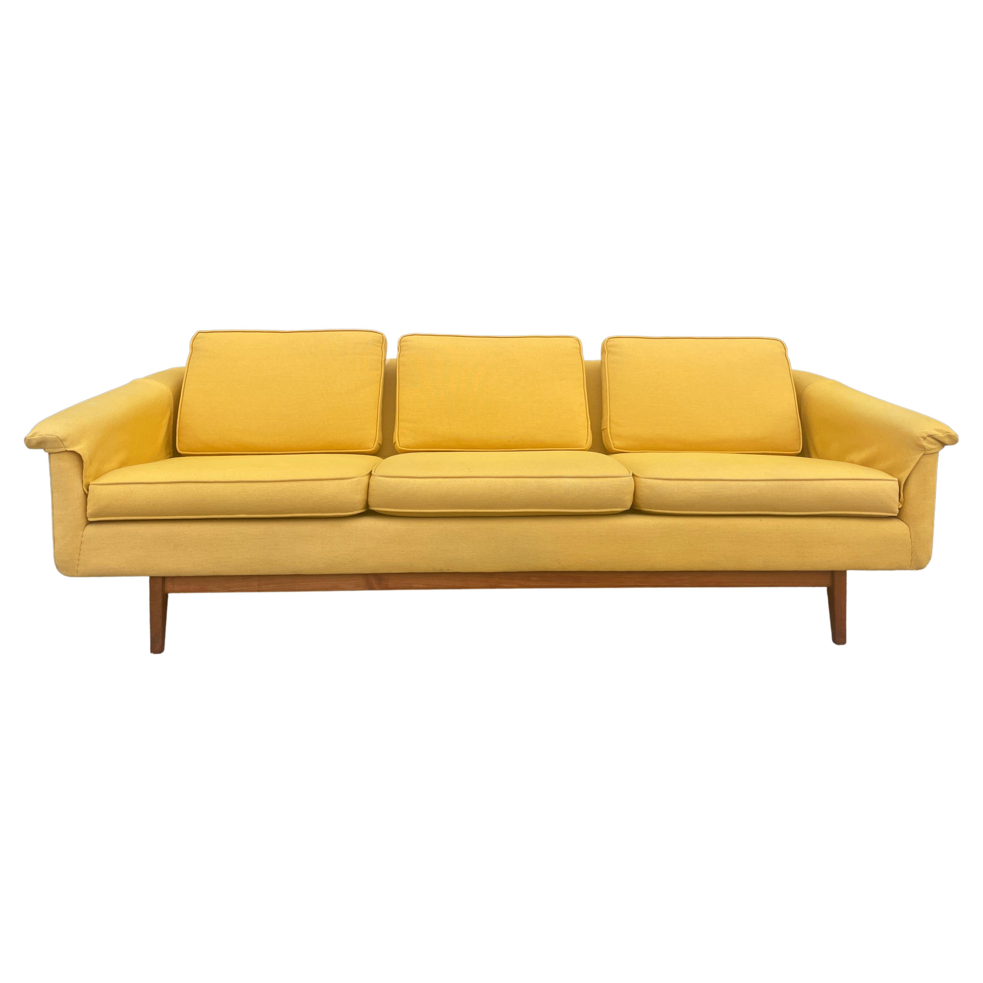 Mid-Century Modern Scandinavian 3 Seat Mustard Sofa Couch by DUX