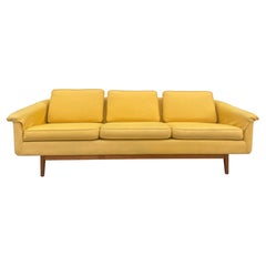 Vintage Mid-Century Modern Scandinavian 3 Seat Mustard Sofa Couch by DUX