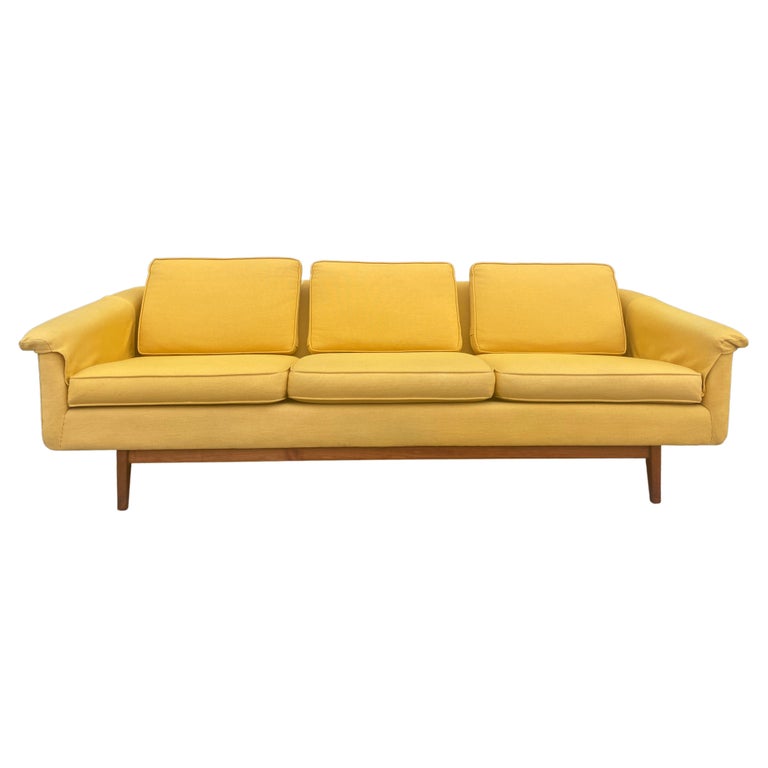 Mid-Century Modern Scandinavian 3 Seat Mustard Sofa Couch by DUX For Sale