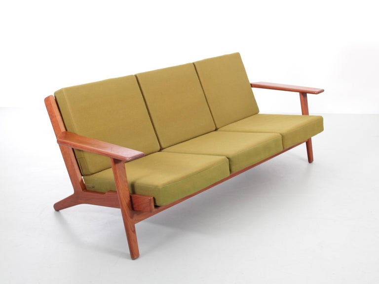 Scandinavian Modern Mid-Century Modern Scandinavian 3 Seat Sofa Model GE 290 in Teak by Hans Wegner For Sale