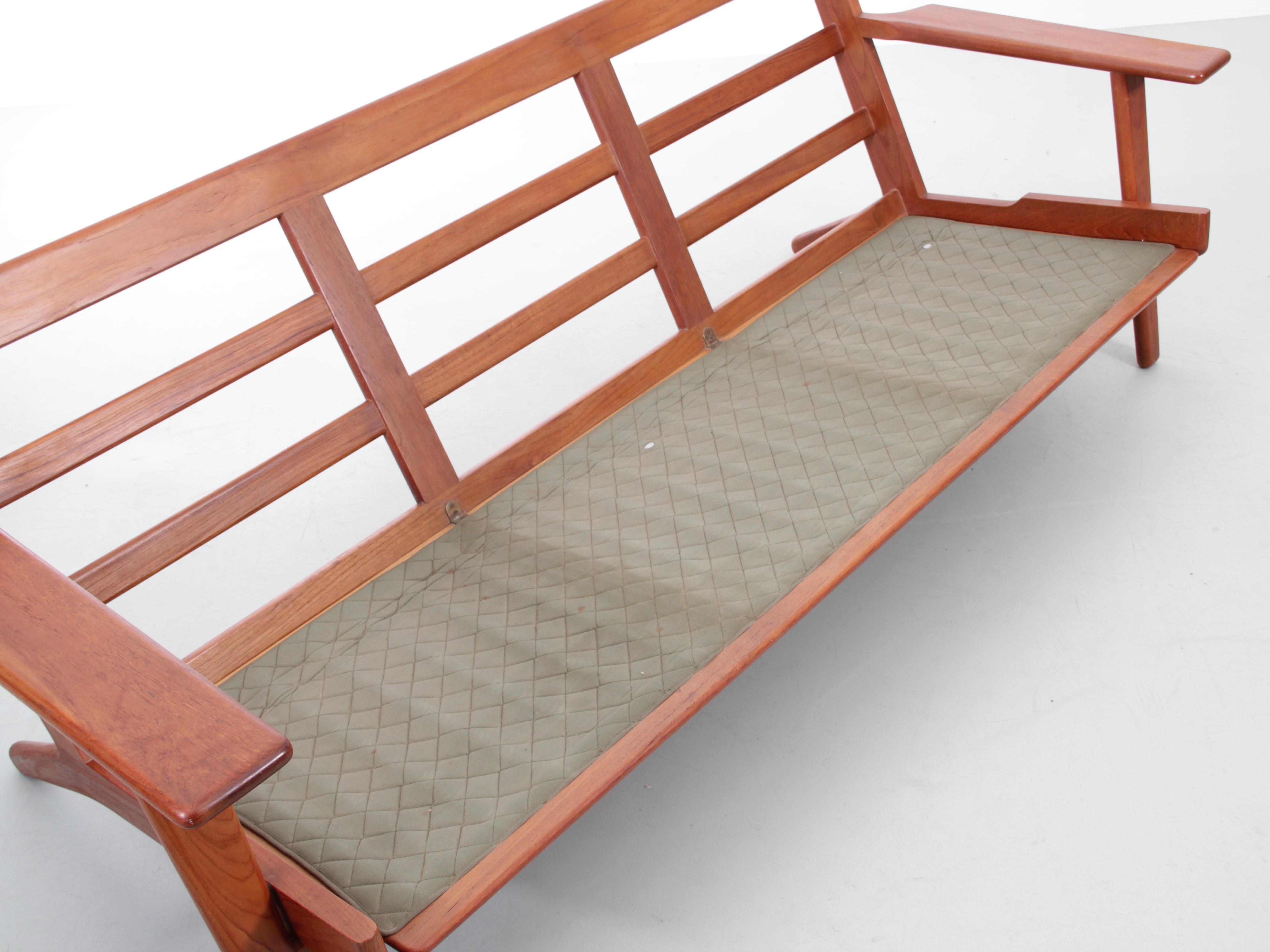 Mid-Century Modern Scandinavian 3 Seat Sofa Model GE 290 in Teak by Hans Wegner 2