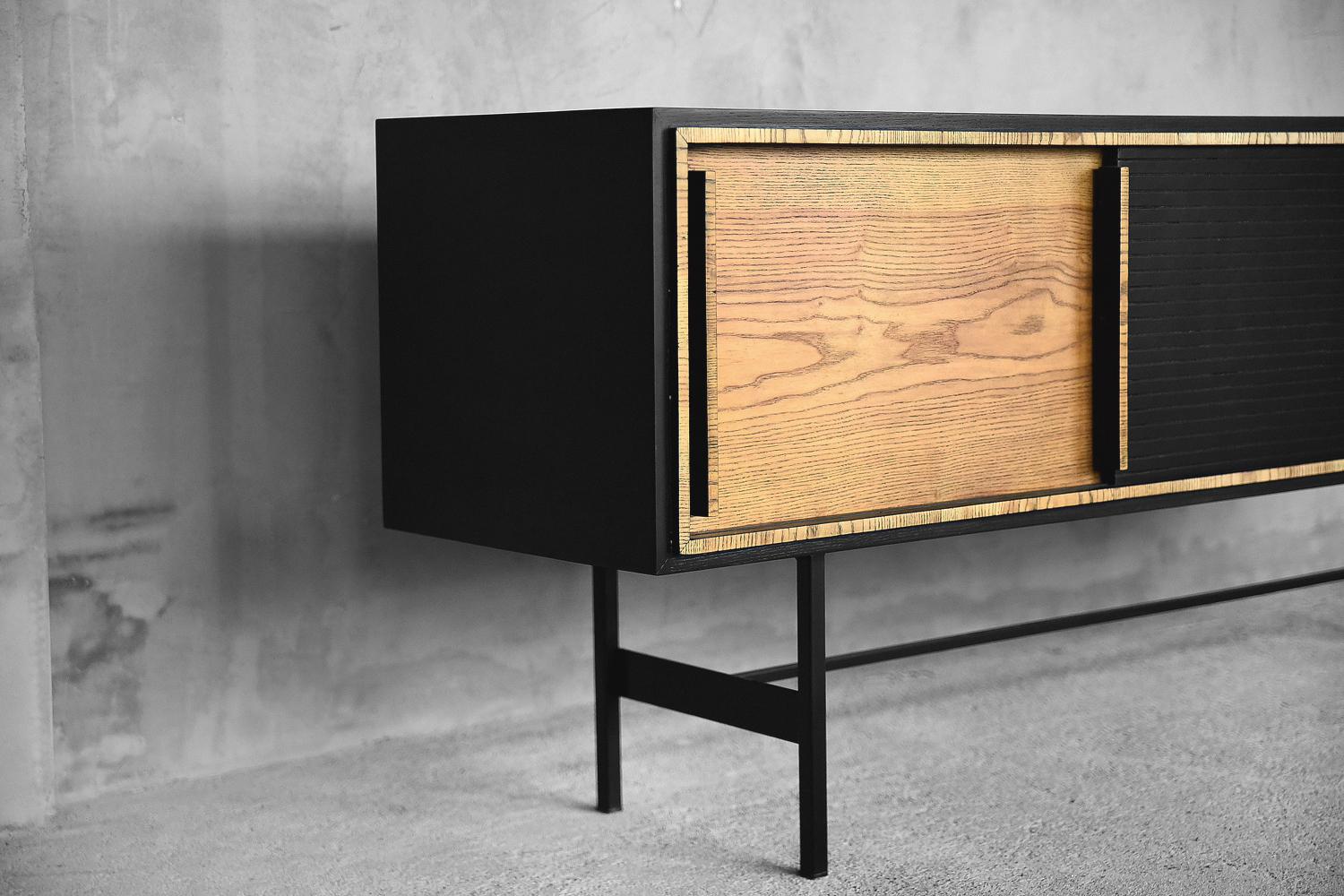 Mid-Century Modern Scandinavian Ash Sideboard with Black Panel, 1960s For Sale 8