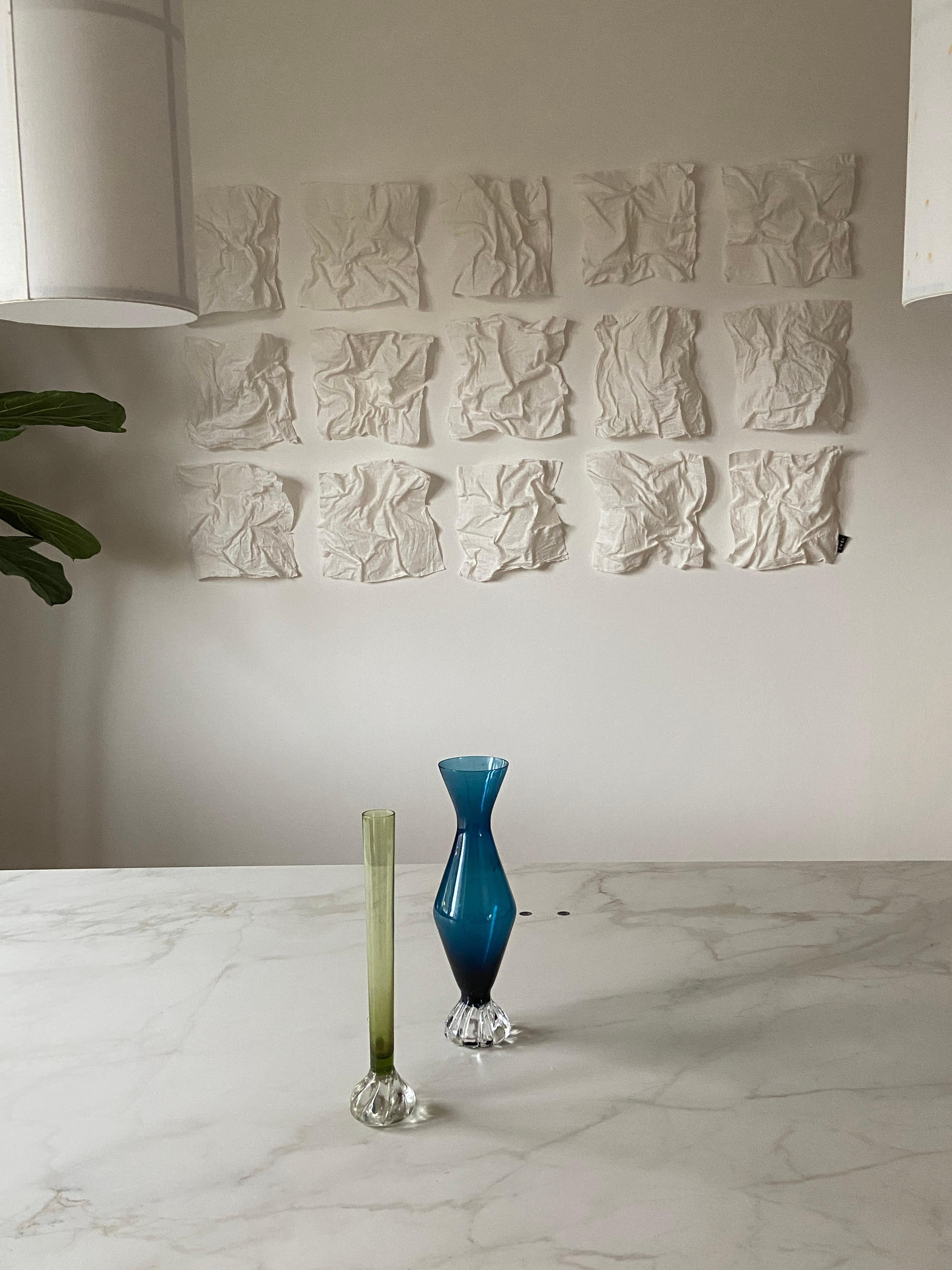 Scandinavian Modern Mid-Century Modern Scandinavian Blue and Green Colored Single Stem Vases For Sale