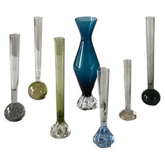 Mid-Century Modern Scandinavian Blue and Green Colored Single Stem Vases