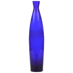 Vintage Mid-Century Modern Scandinavian Blue Glass Vase