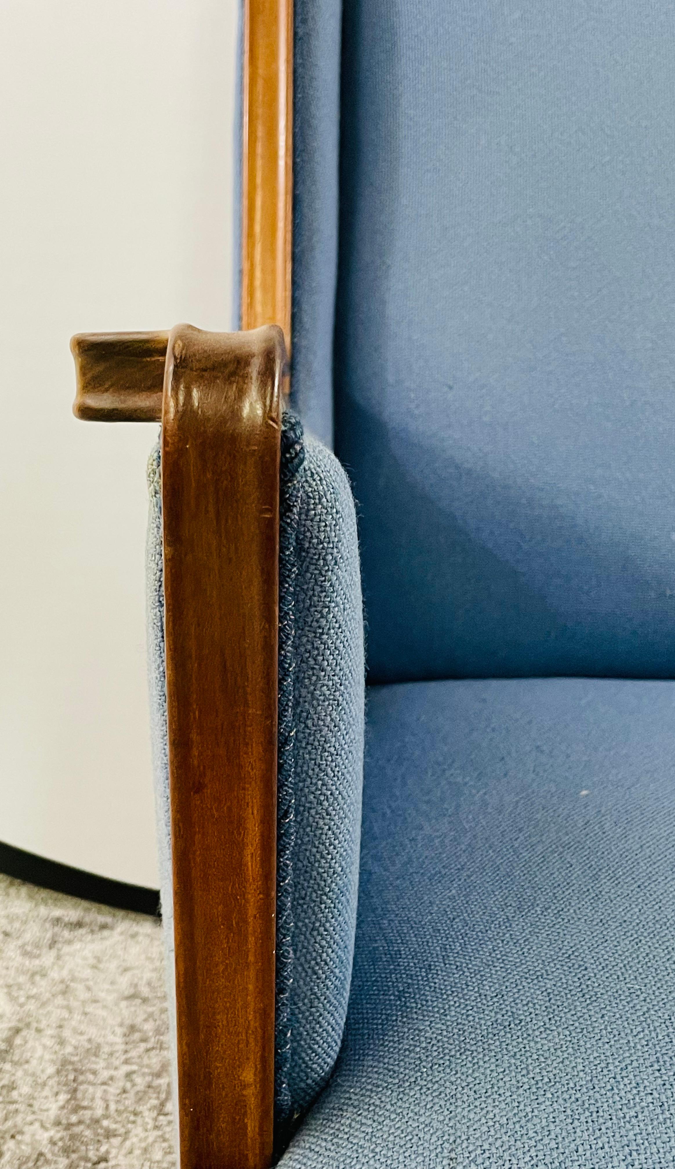 Mid-Century Modern Scandinavian Blue Upholstery Lounge Chair 5