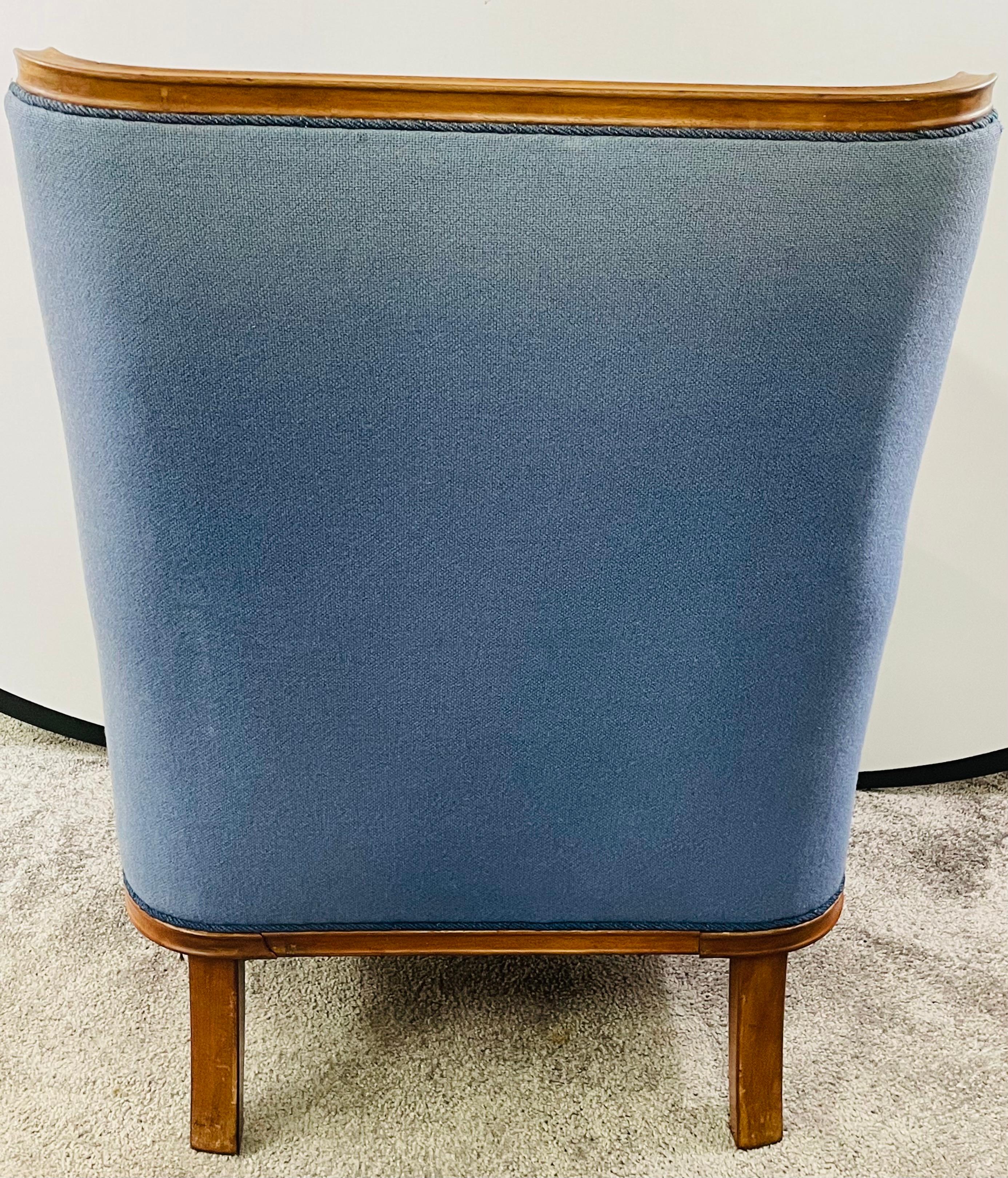 Mid-Century Modern Scandinavian Blue Upholstery Lounge Chair 12