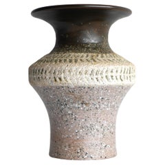 Mid-century modern Scandinavian brutalist art pottery vase, Nittsjö Sweden