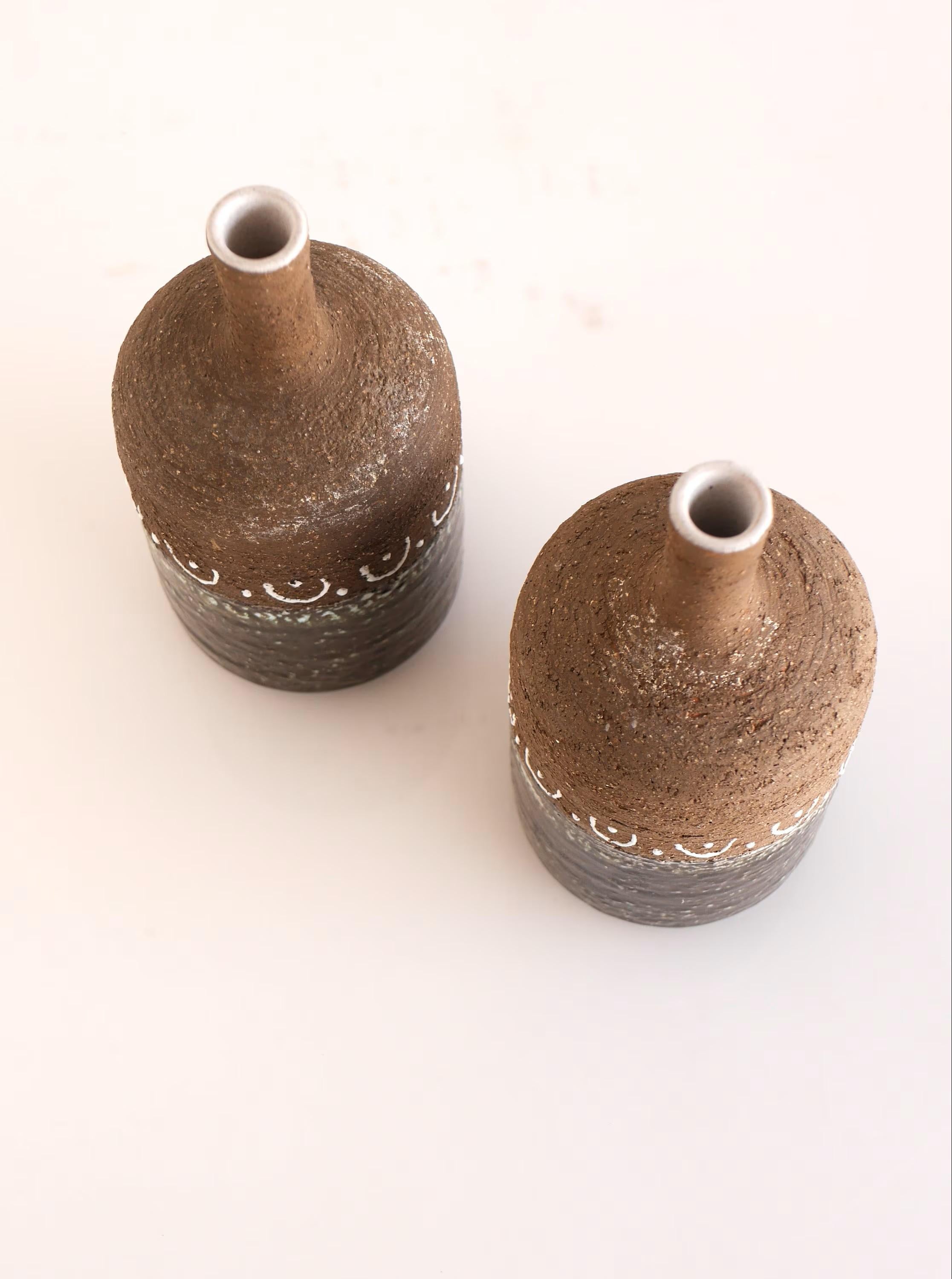 Mid-Century Modern Mid-century modern Scandinavian brutalist art pottery vases by Nittsjö Sweden For Sale
