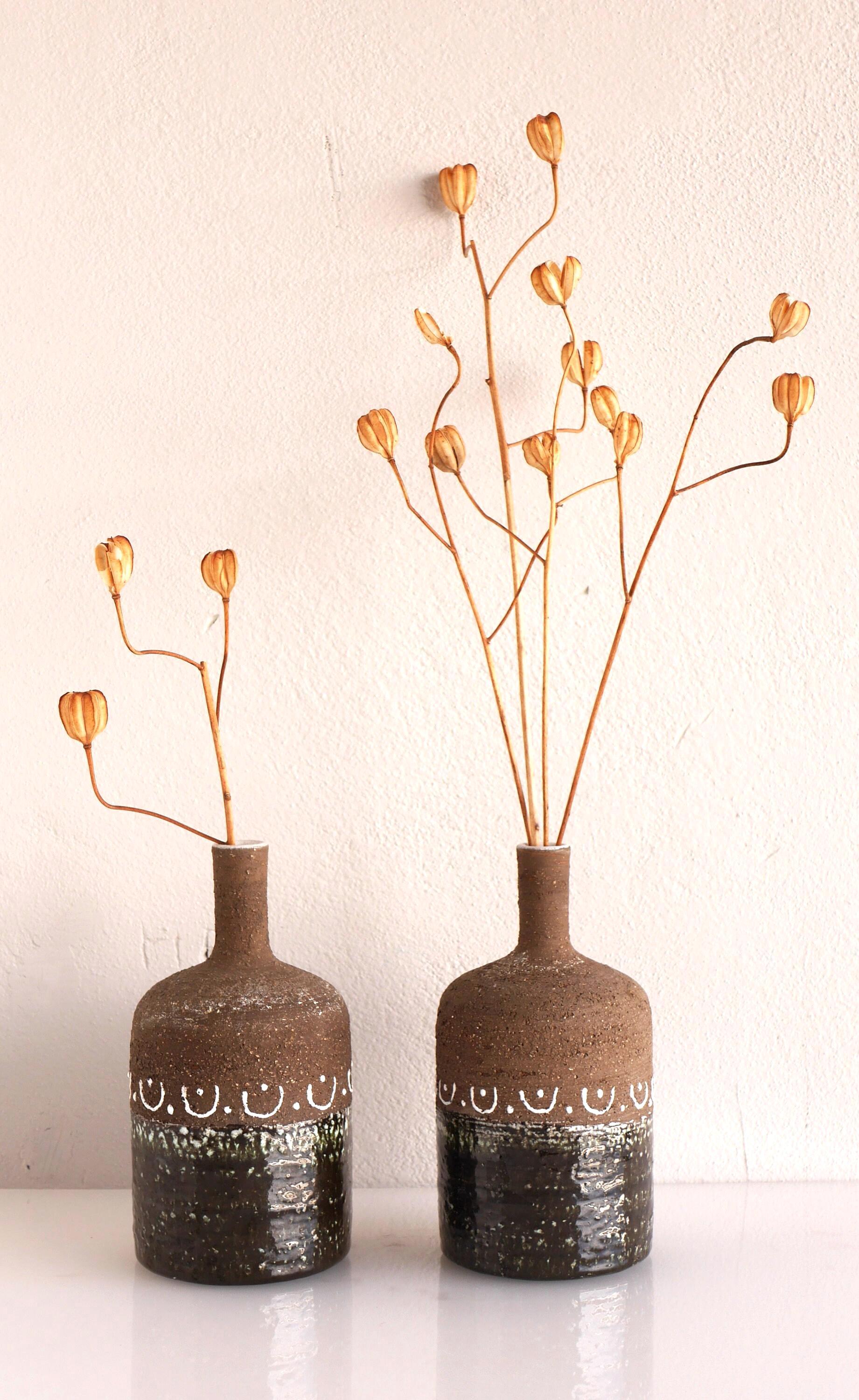 Swedish Mid-century modern Scandinavian brutalist art pottery vases by Nittsjö Sweden For Sale