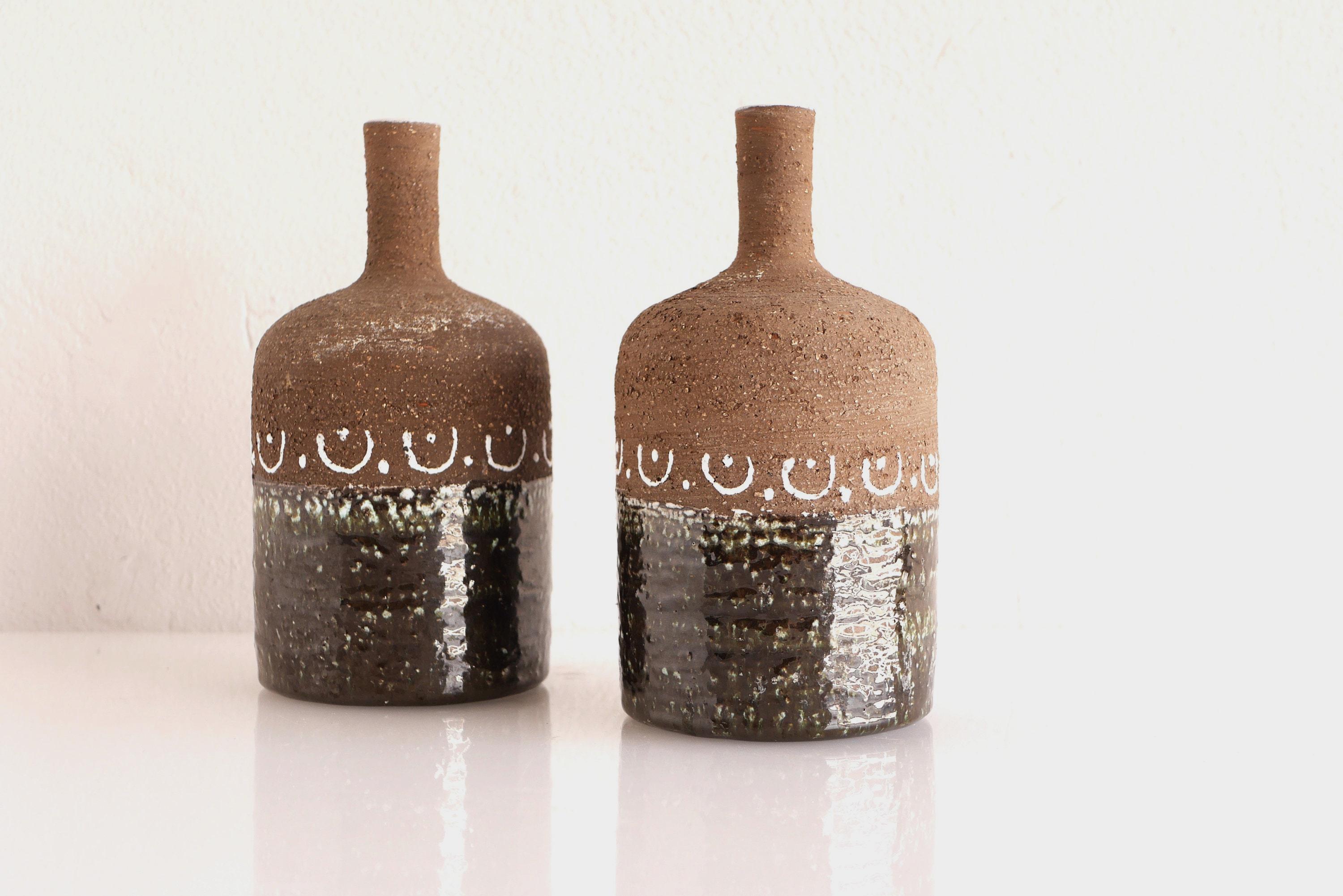 Mid-20th Century Mid-century modern Scandinavian brutalist art pottery vases by Nittsjö Sweden For Sale