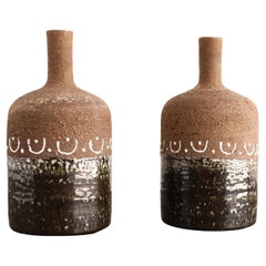 Mid-century modern Scandinavian brutalist art pottery vases by Nittsjö Sweden