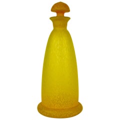 Mid-Century Modern Scandinavian Carafe Made of Yellow Frosted Glass