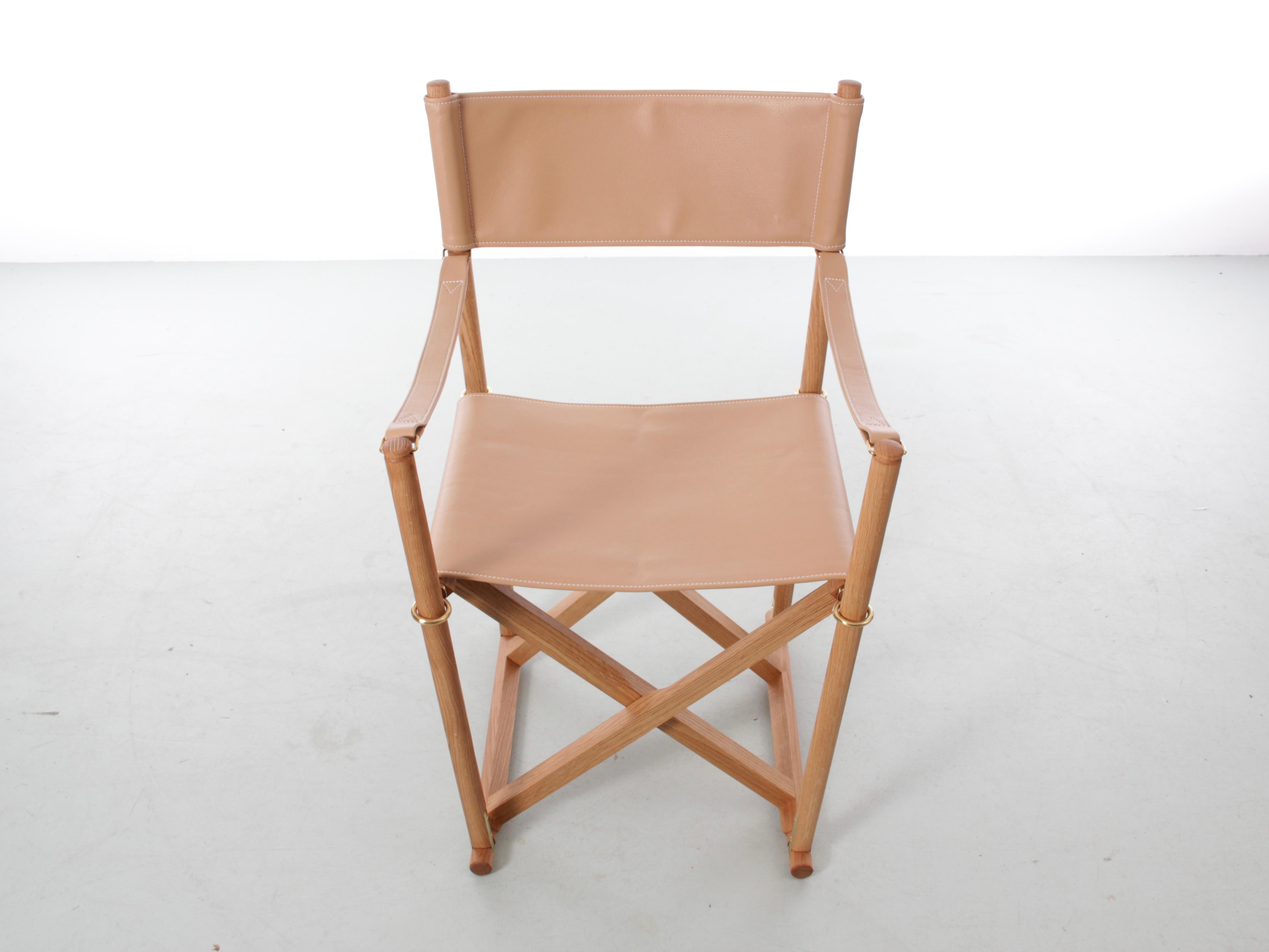 Mitte des Jahrhunderts  Moderner moderner skandinavischer Sessel mit Klappdeckel MK16 von Mogens Koch. Neues Produkt. (Leder) im Angebot