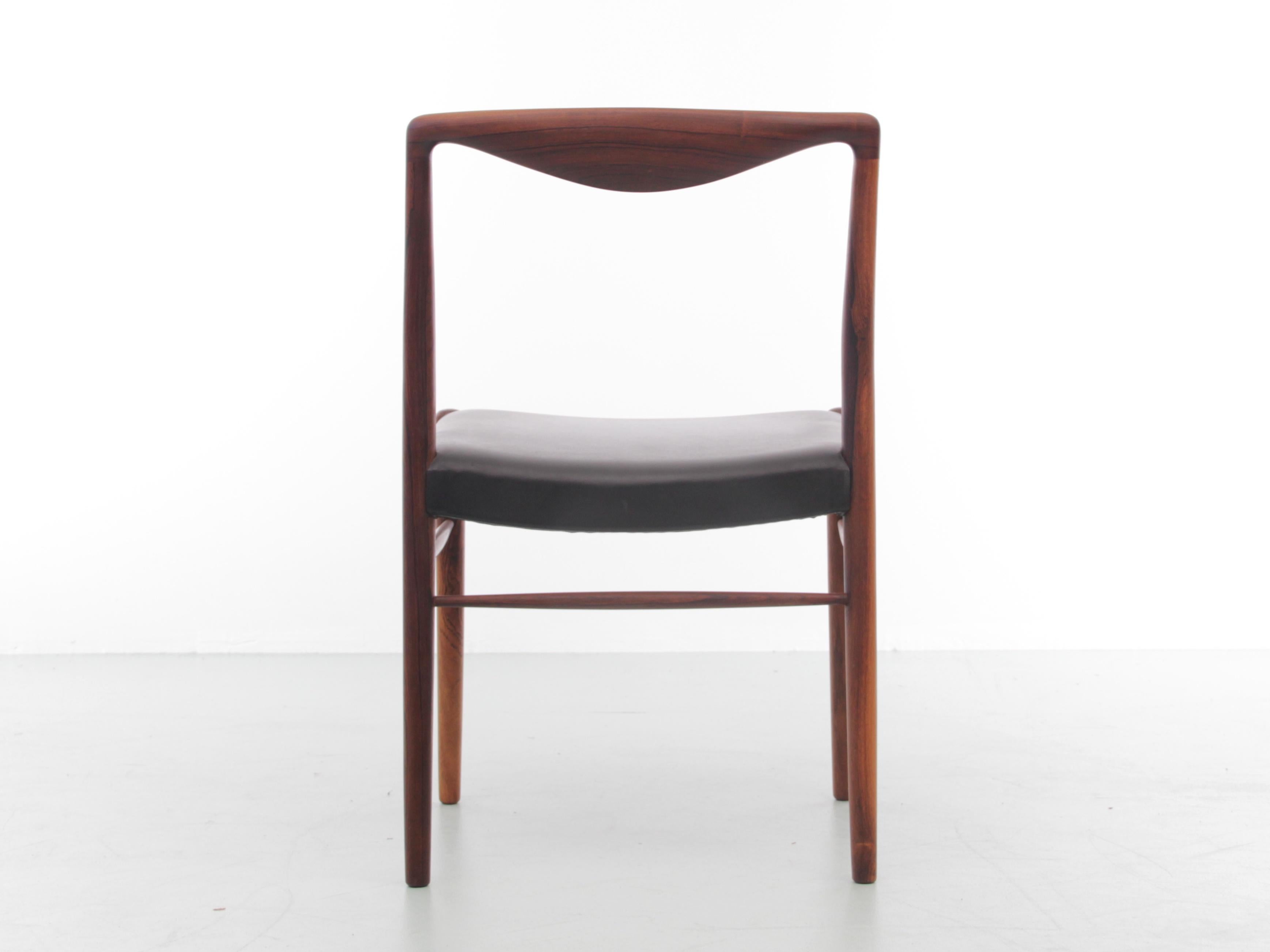 Leather Mid-Century Modern Scandinavian Chair in Rosewood by Kai Lyngfeldt-Larsen For Sale