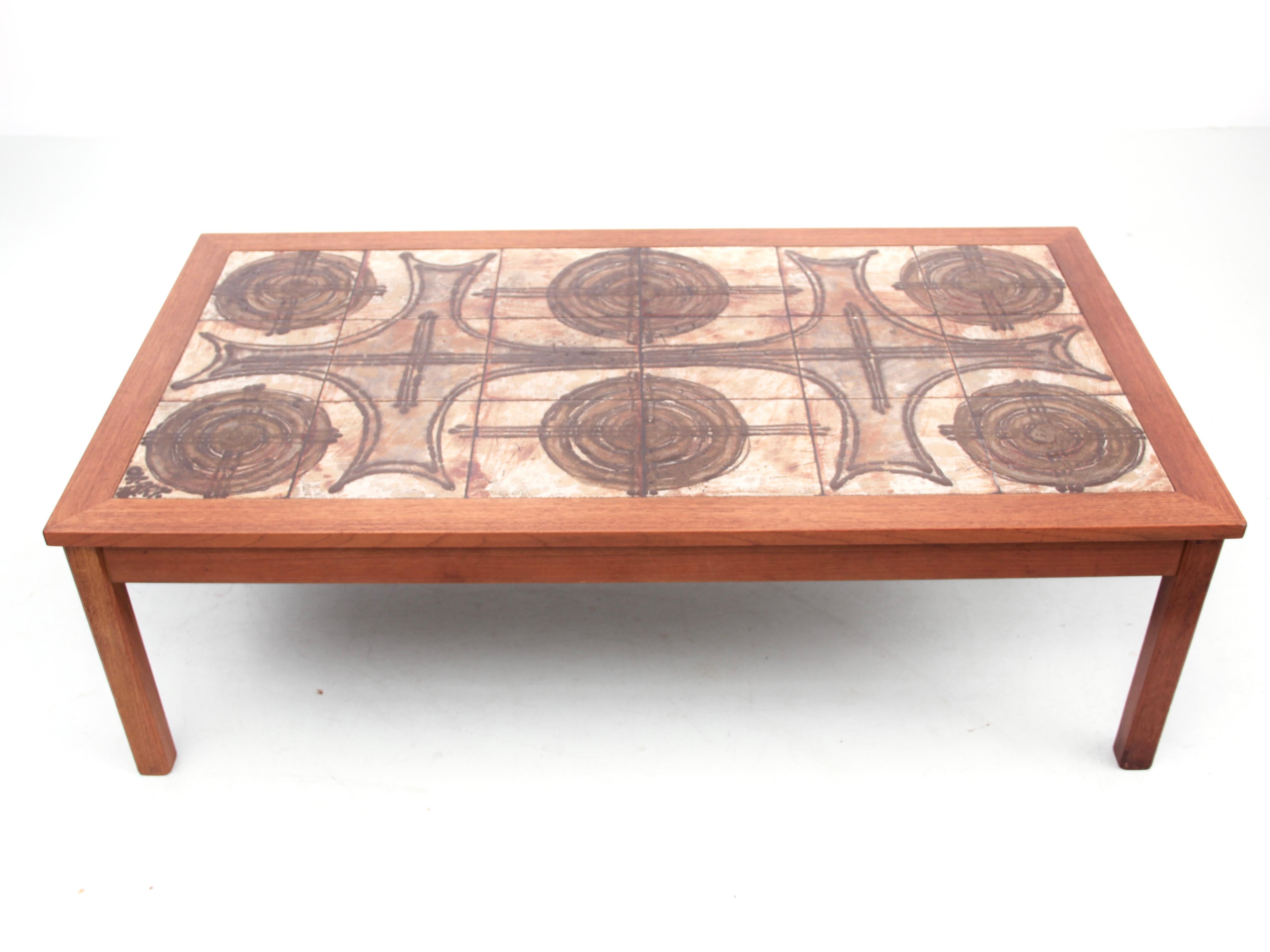 Scandinavian Modern Mid century modern scandinavian coffe table with ceramic tiles For Sale