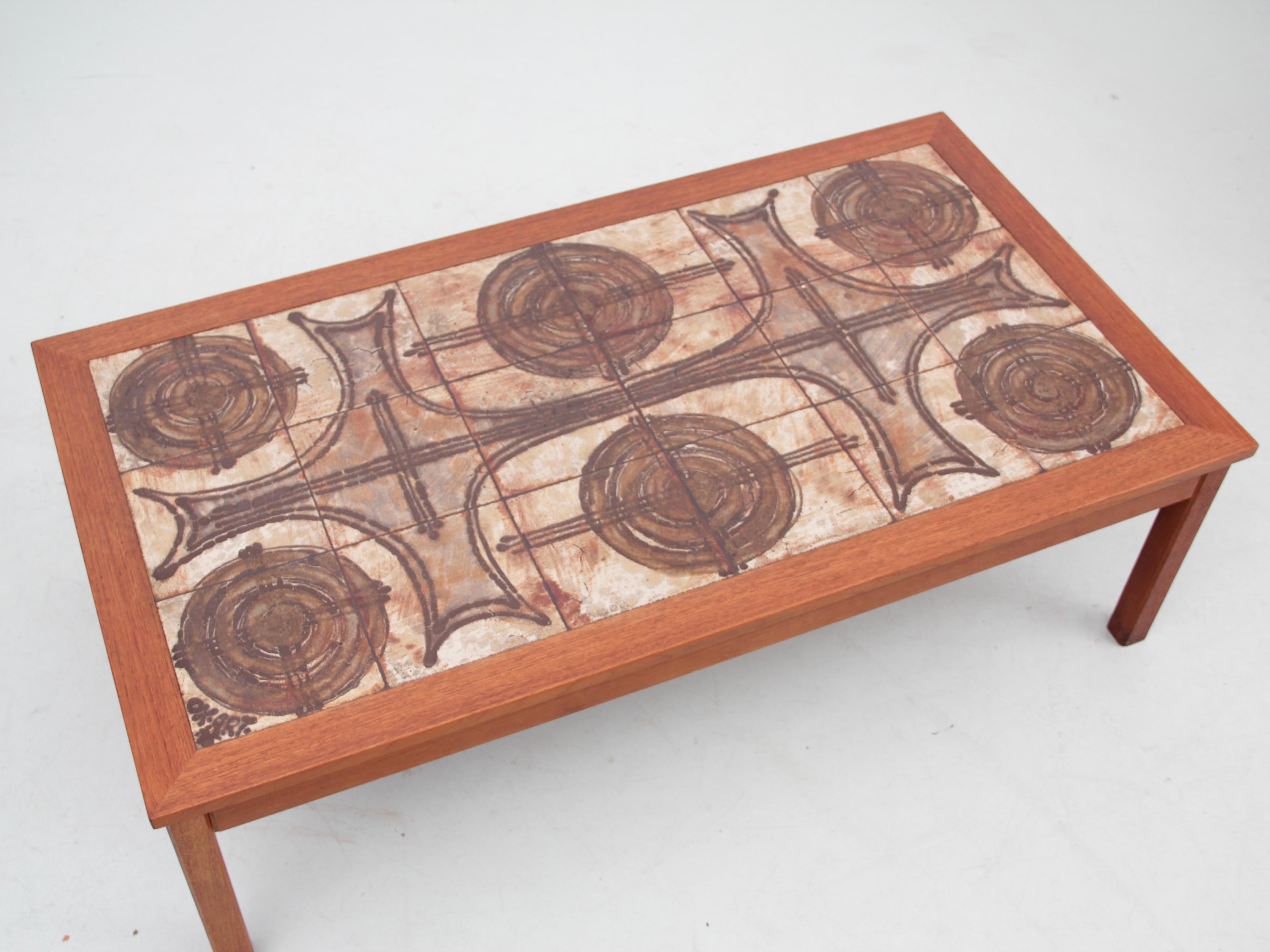 Scandinavian Mid century modern scandinavian coffe table with ceramic tiles For Sale