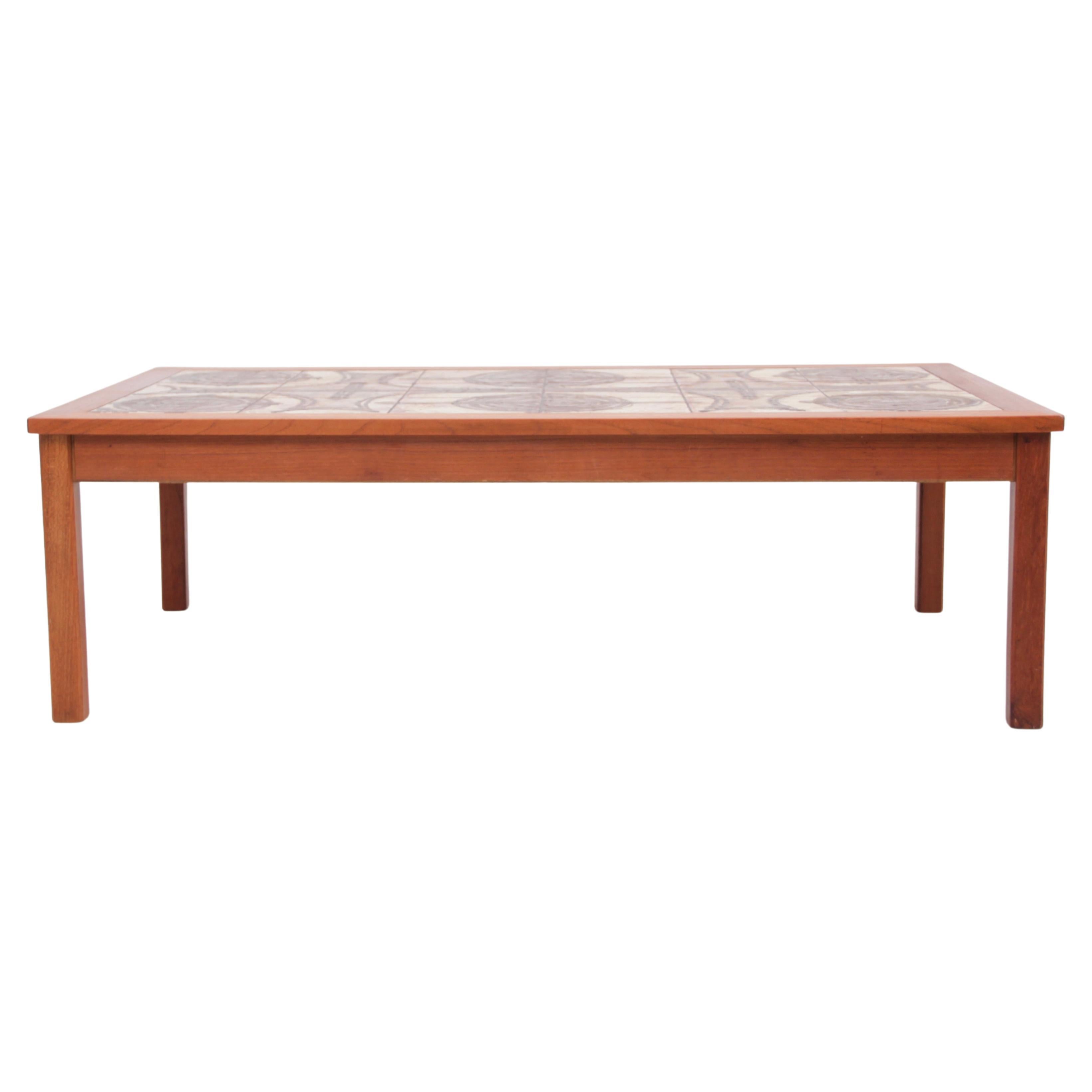 Mid century modern scandinavian coffe table with ceramic tiles For Sale