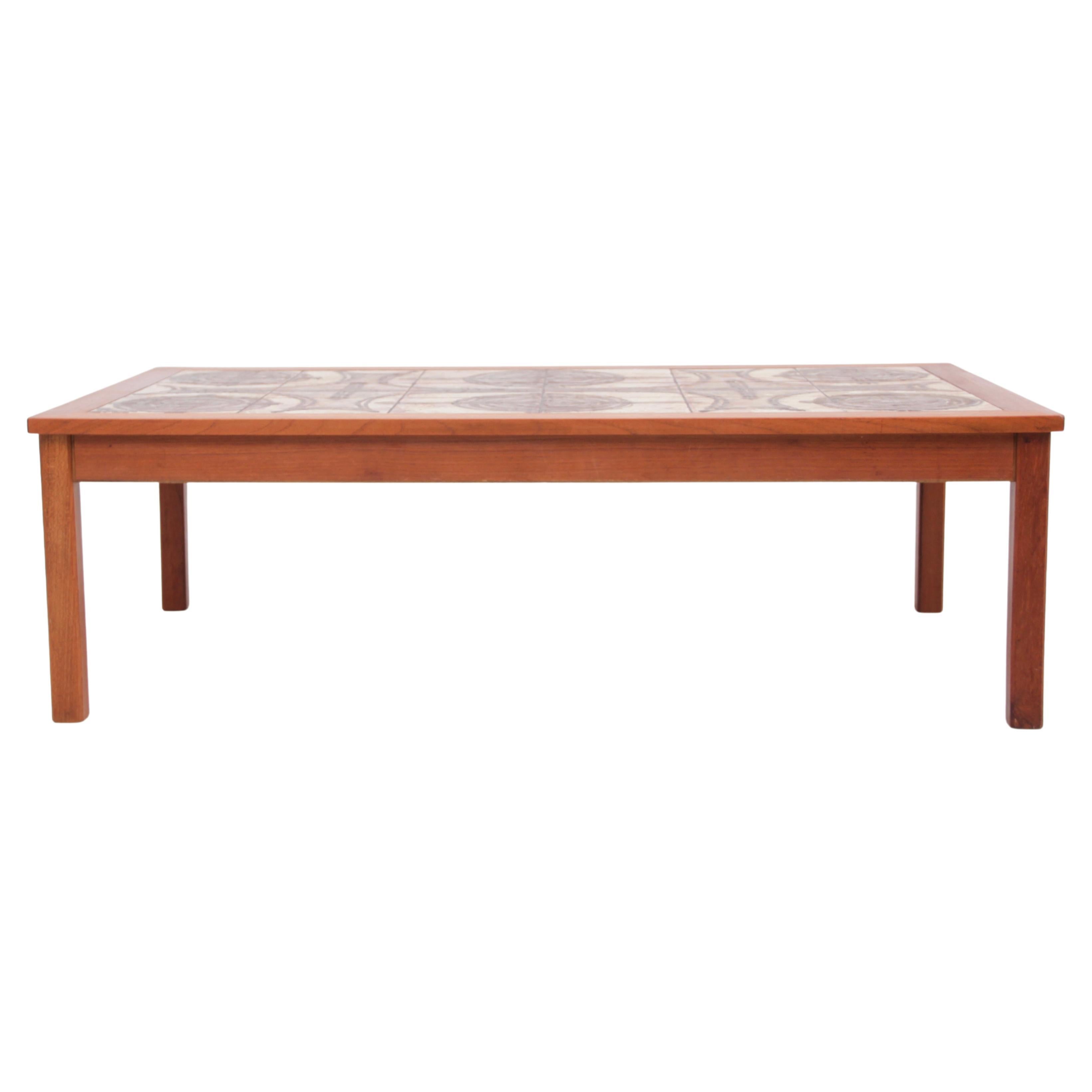 Mid century modern scandinavian coffe table with ceramic tiles