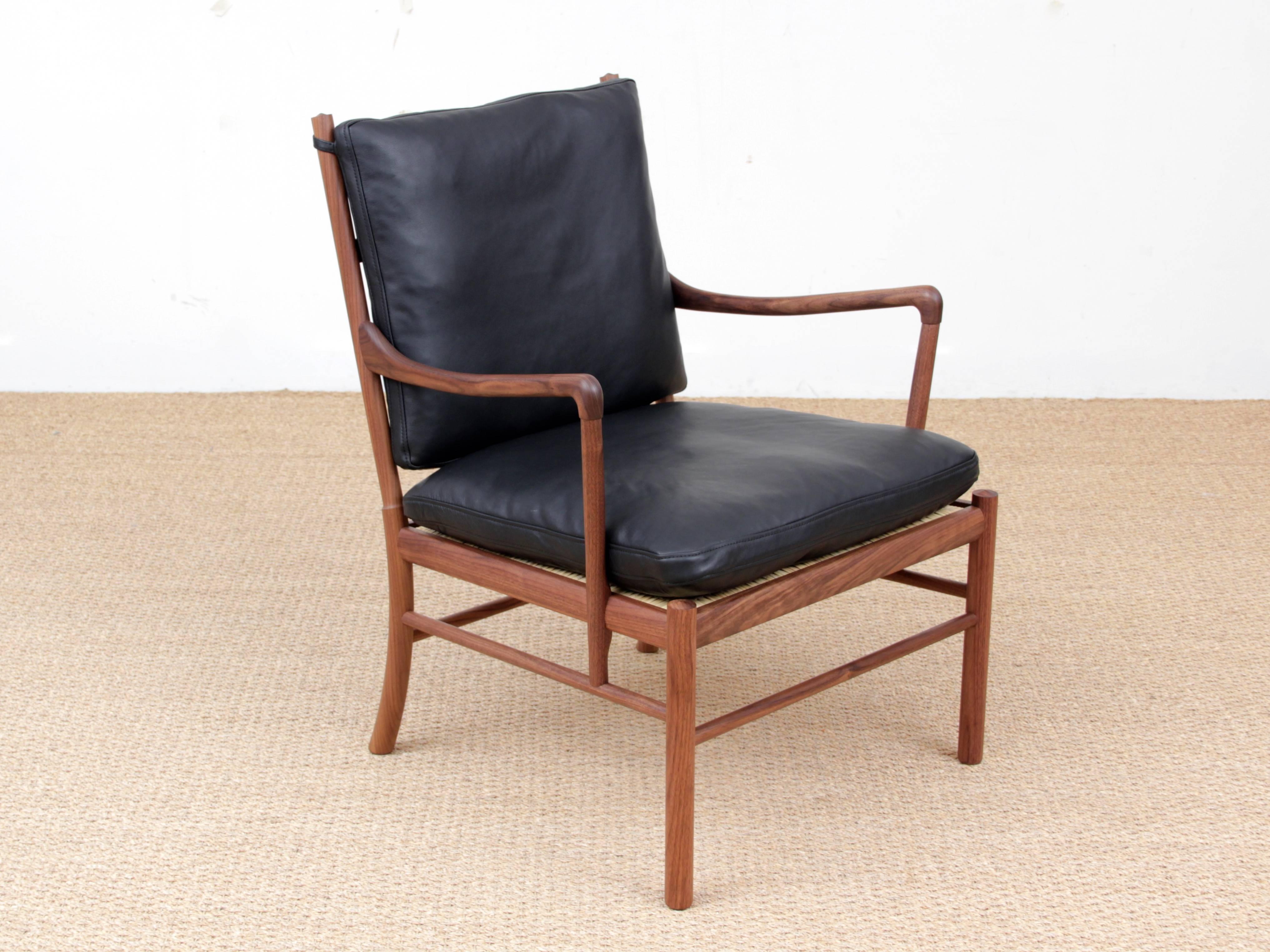 Mid-20th Century Mid-Century Modern Scandinavian Colonial Armchair in Walnut by Ole Wanscher For Sale