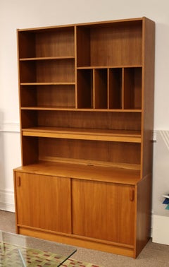 Mid-Century Modern Scandinavian Danish Teak Wall Unit Shelving Bookcase 1960s