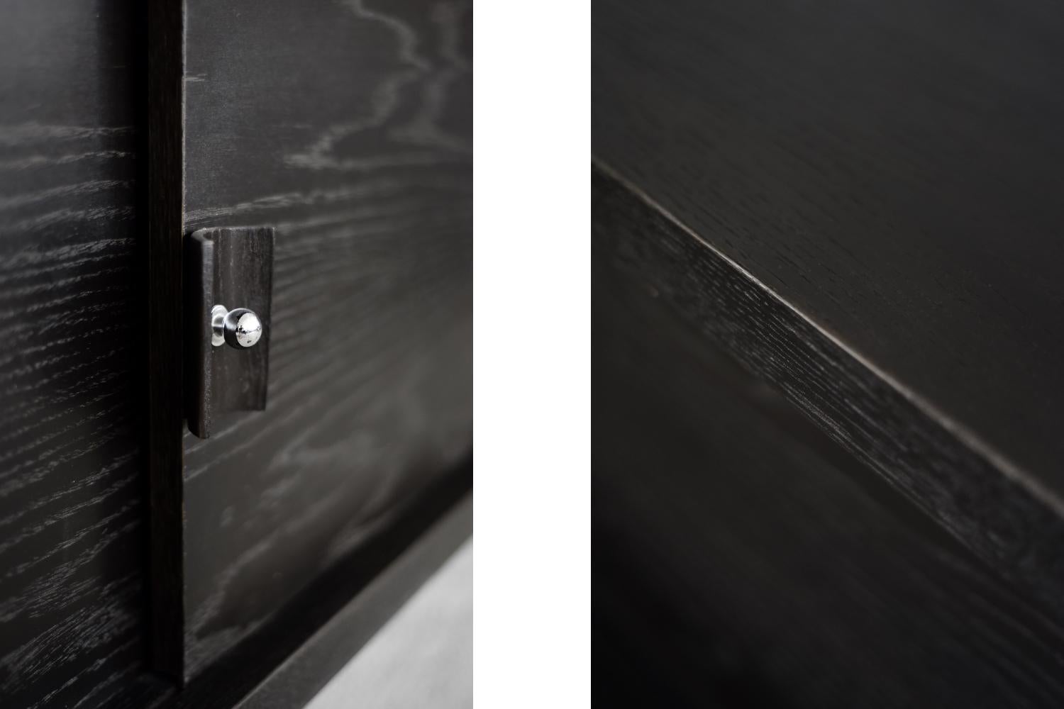 Credenza The Modern Scandinavian di metà secolo in Oak scuro con maniglie di legno e metallo in vendita 6