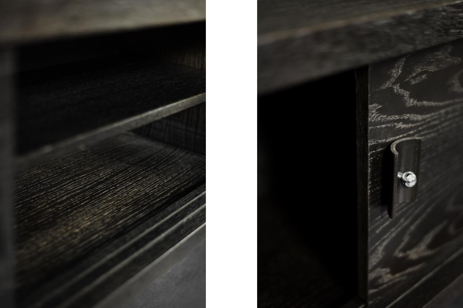 Mid-Century Modern Scandinavian Dark Oak Sideboard with Wooden & Metal Handles For Sale 12