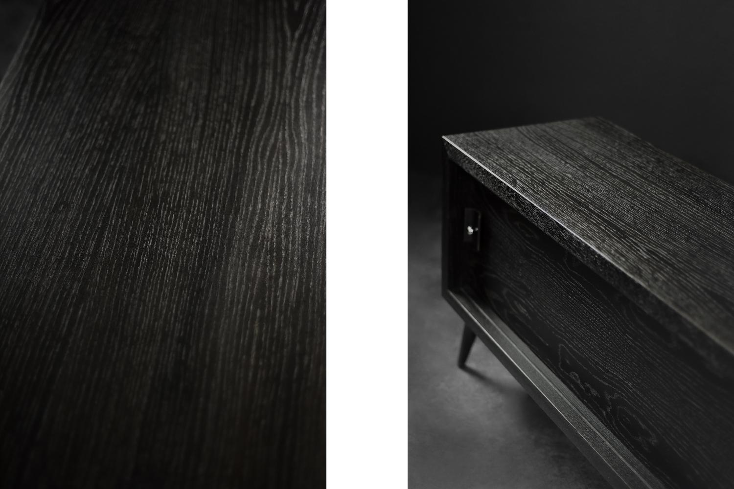 Mid-Century Modern Scandinavian Dark Oak Sideboard with Wooden & Metal Handles For Sale 4