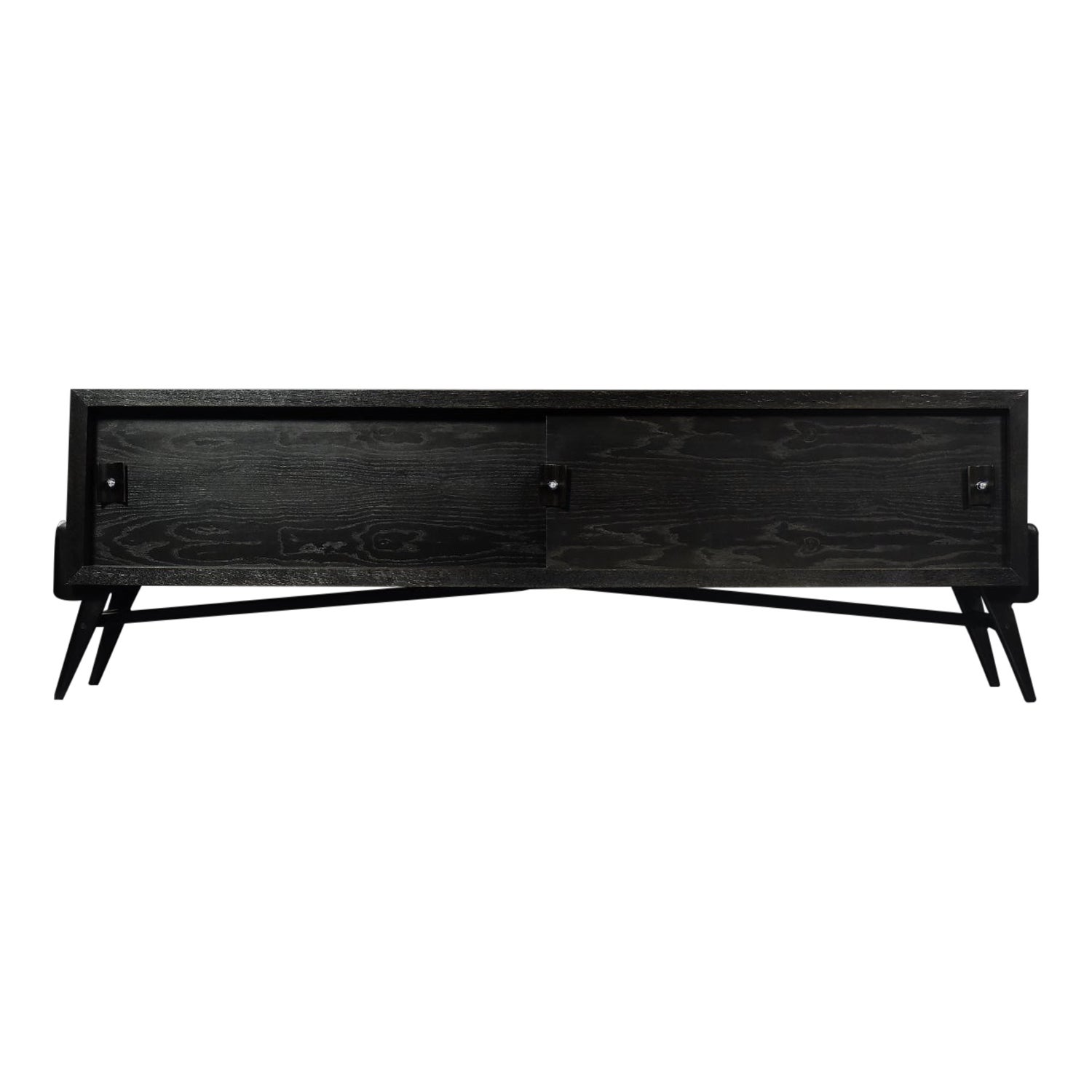 Mid-Century Modern Skandinavisches Sideboard aus dunkler Eiche mit Holz- und Metallgriffen