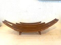 Mid Century Modern Scandinavian Design Bamboo Rattan Footed Fruit Bowl Catchall