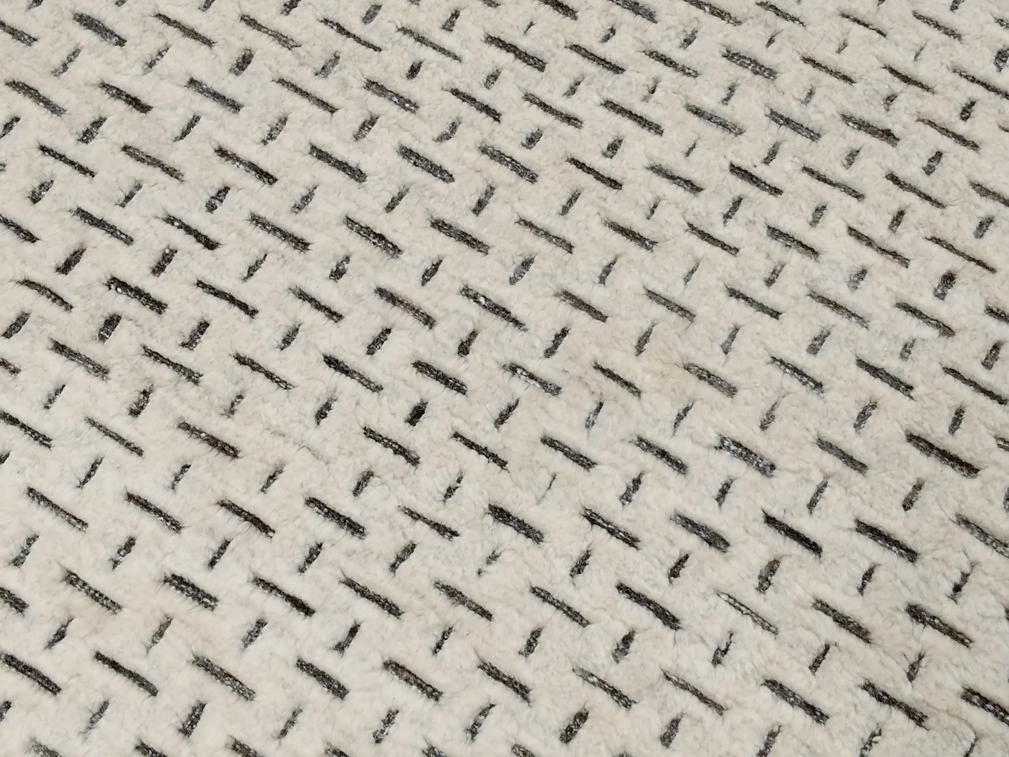 Wool Mid-Century Modern Scandinavian Design Textural Ivory Geometric Goteborg Rug