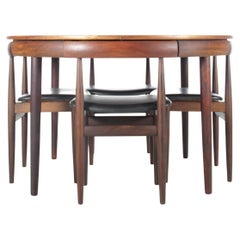 Mid-Century Modern Scandinavian Dining Set in Rio Rosewood by Hans Olsen with 4