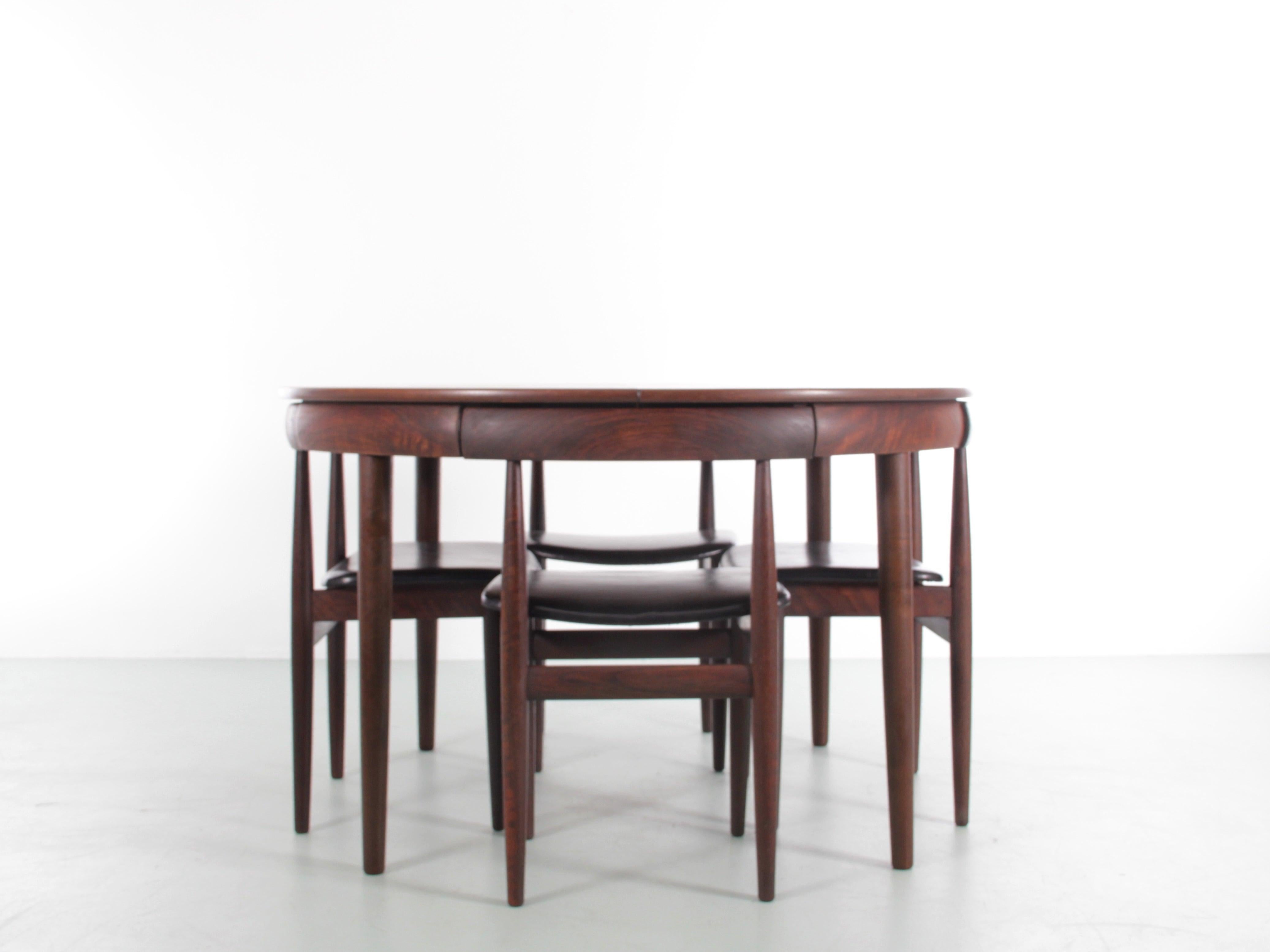 Mid-Century Modern Scandinavian Dining Set in Rosewood by Olsen with 6 Chairs 12
