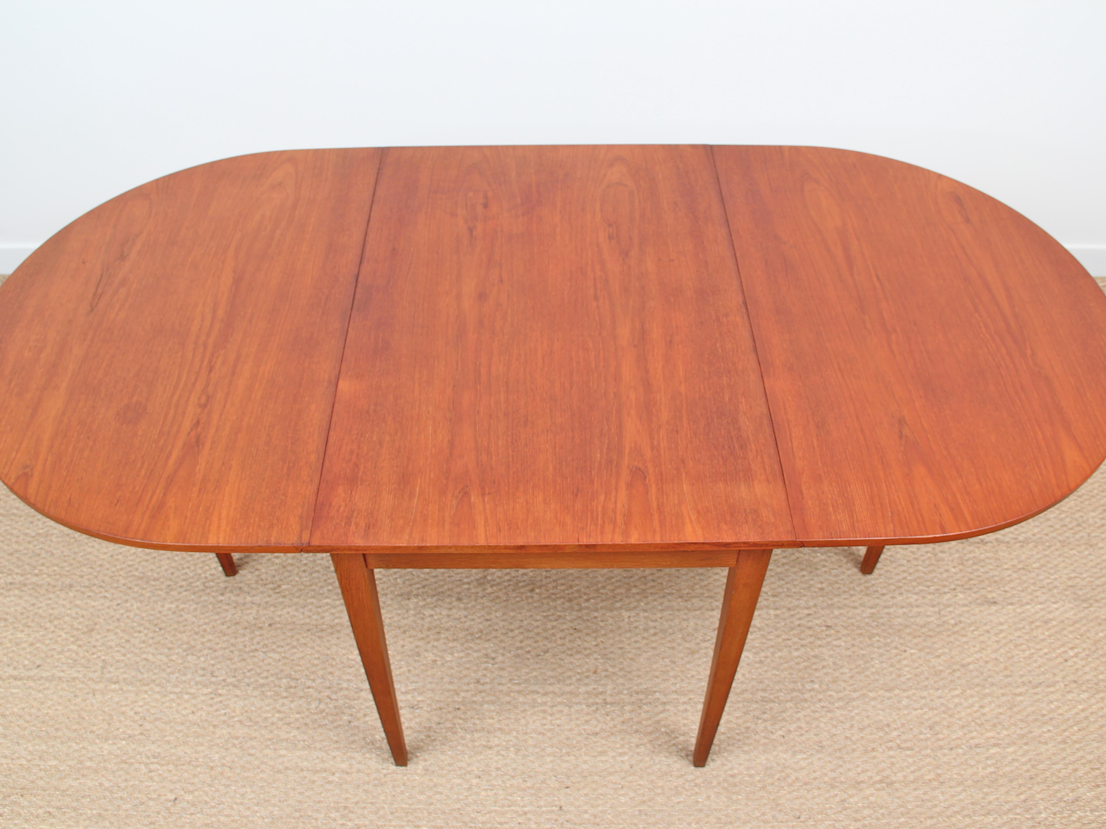Mid-Century Modern Scandinavian Dining Table Flap Table in Teak and Oak for 2-6 1