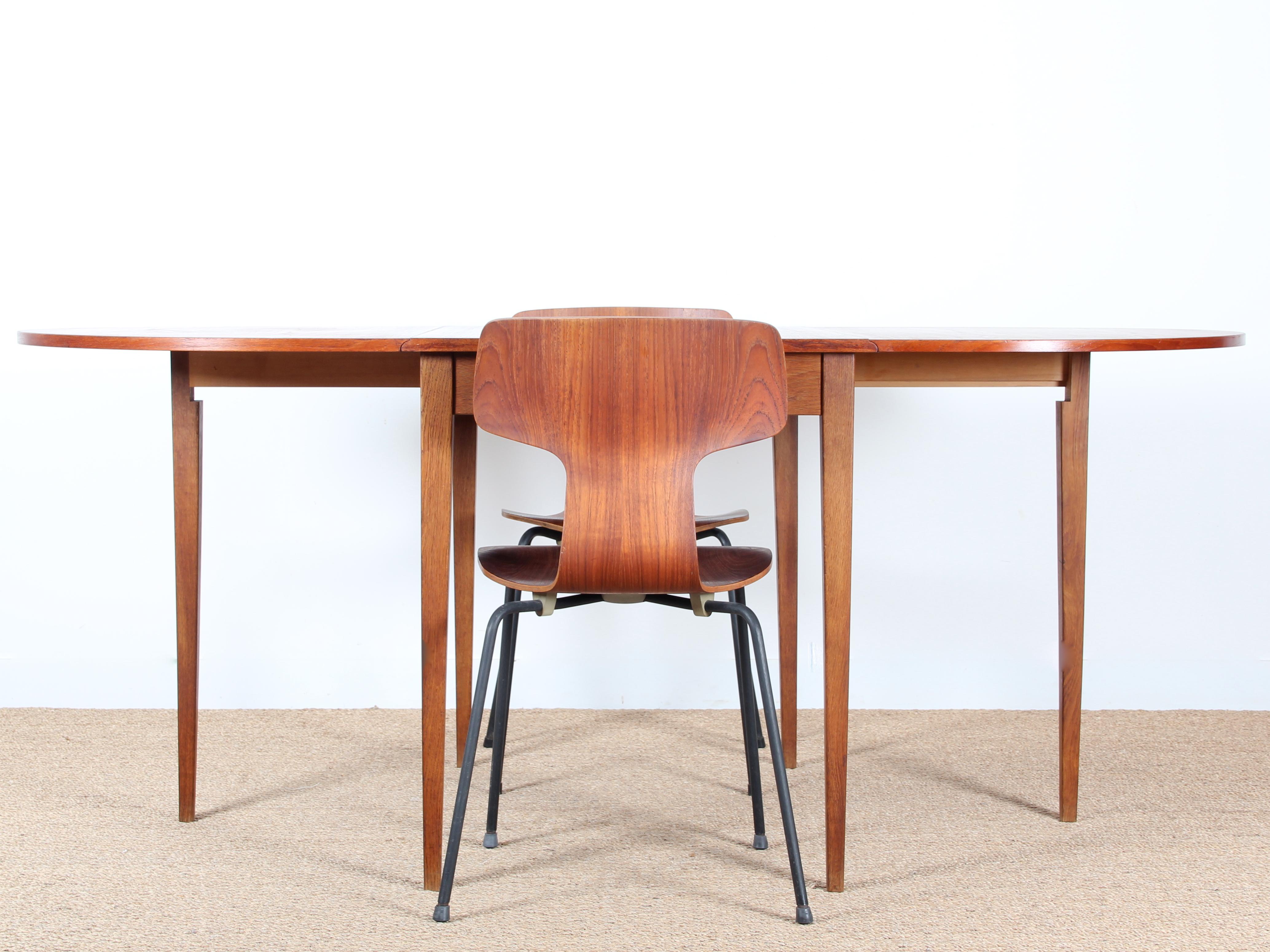 Mid-Century Modern Scandinavian Dining Table Flap Table in Teak and Oak for 2-6 4