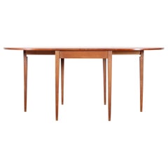Mid-Century Modern Scandinavian Dining Table Flap Table in Teak and Oak for 2-6