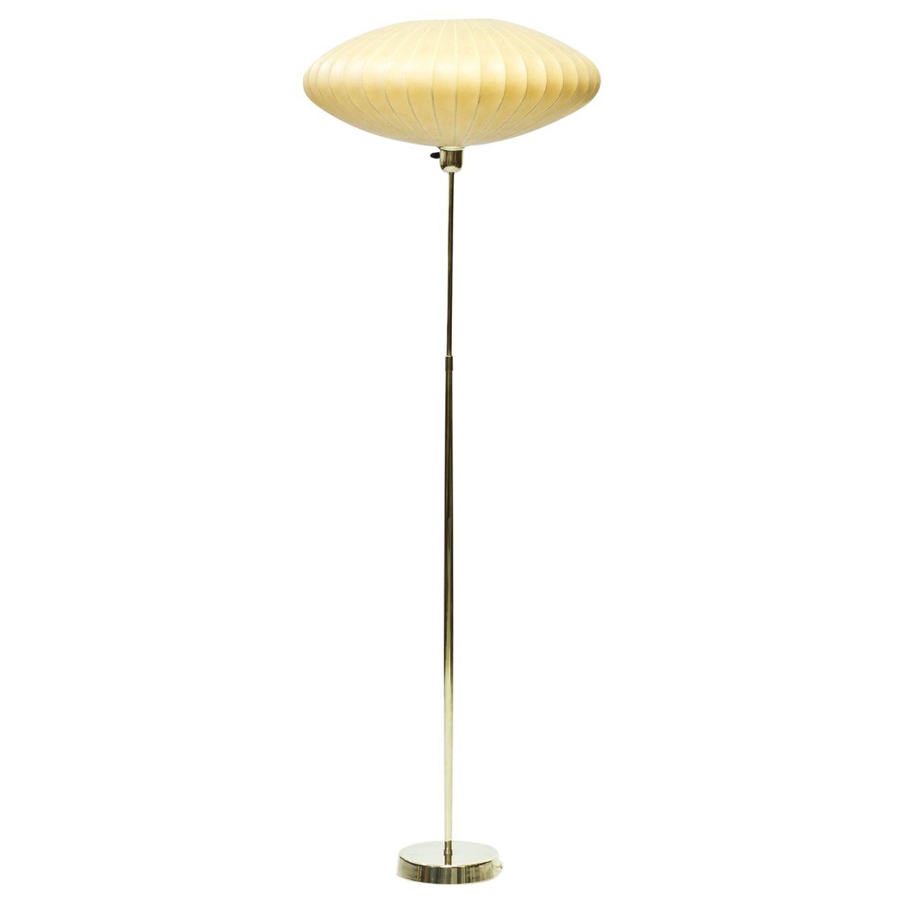 Mid-Century Modern Scandinavian Floor Lamp in Brass and Cocoon by ASEA, Sweden