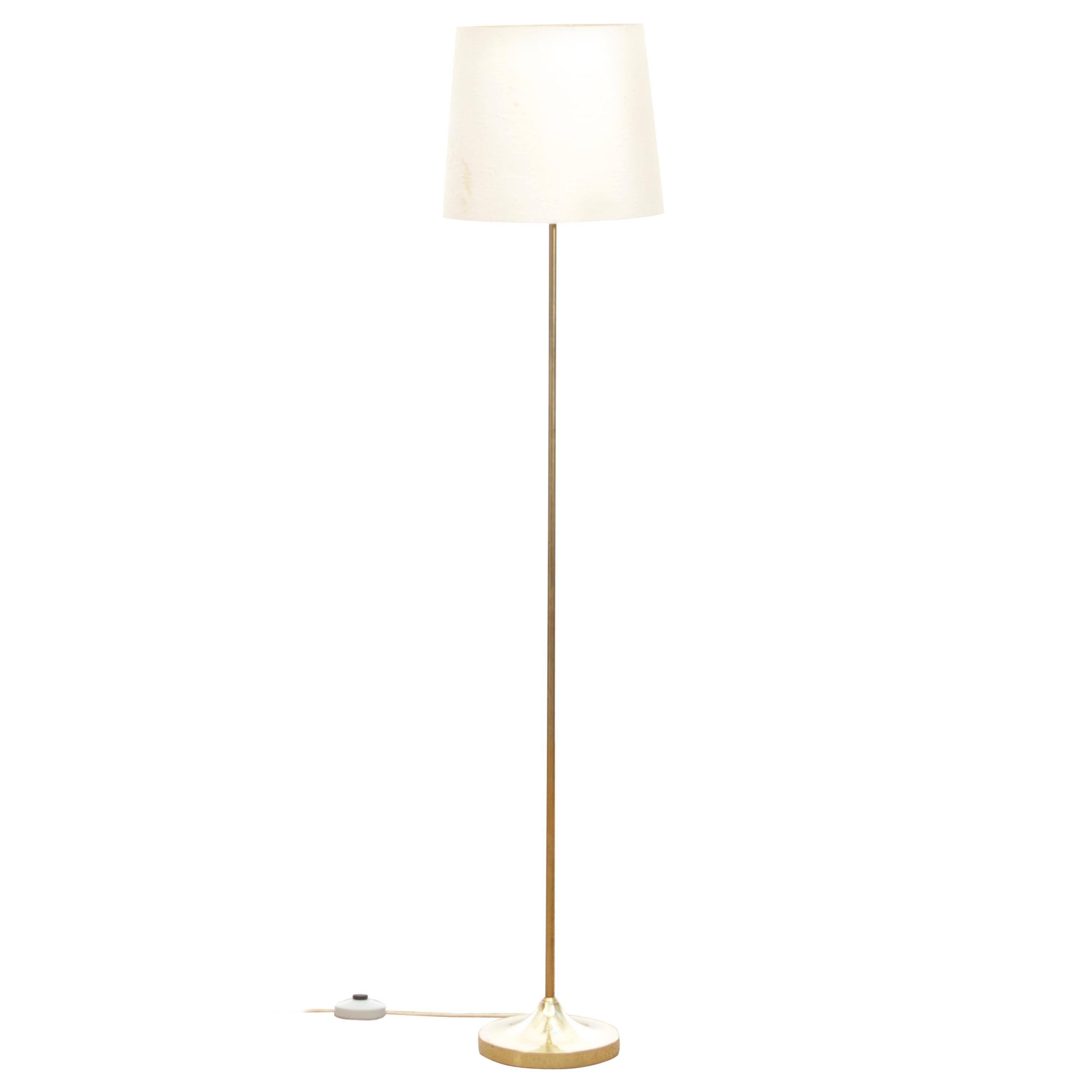 Mid-Century Modern Scandinavian Floor Lamp in Brass For Sale