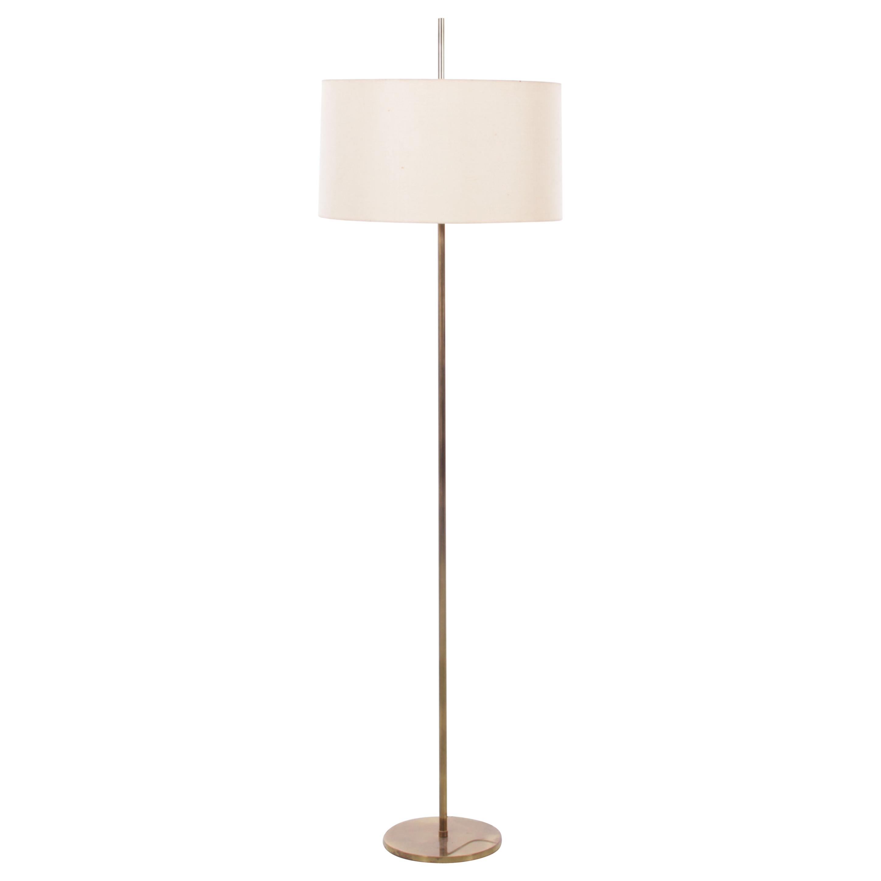 Mid-Century Modern Scandinavian Floor Lamp in Brass