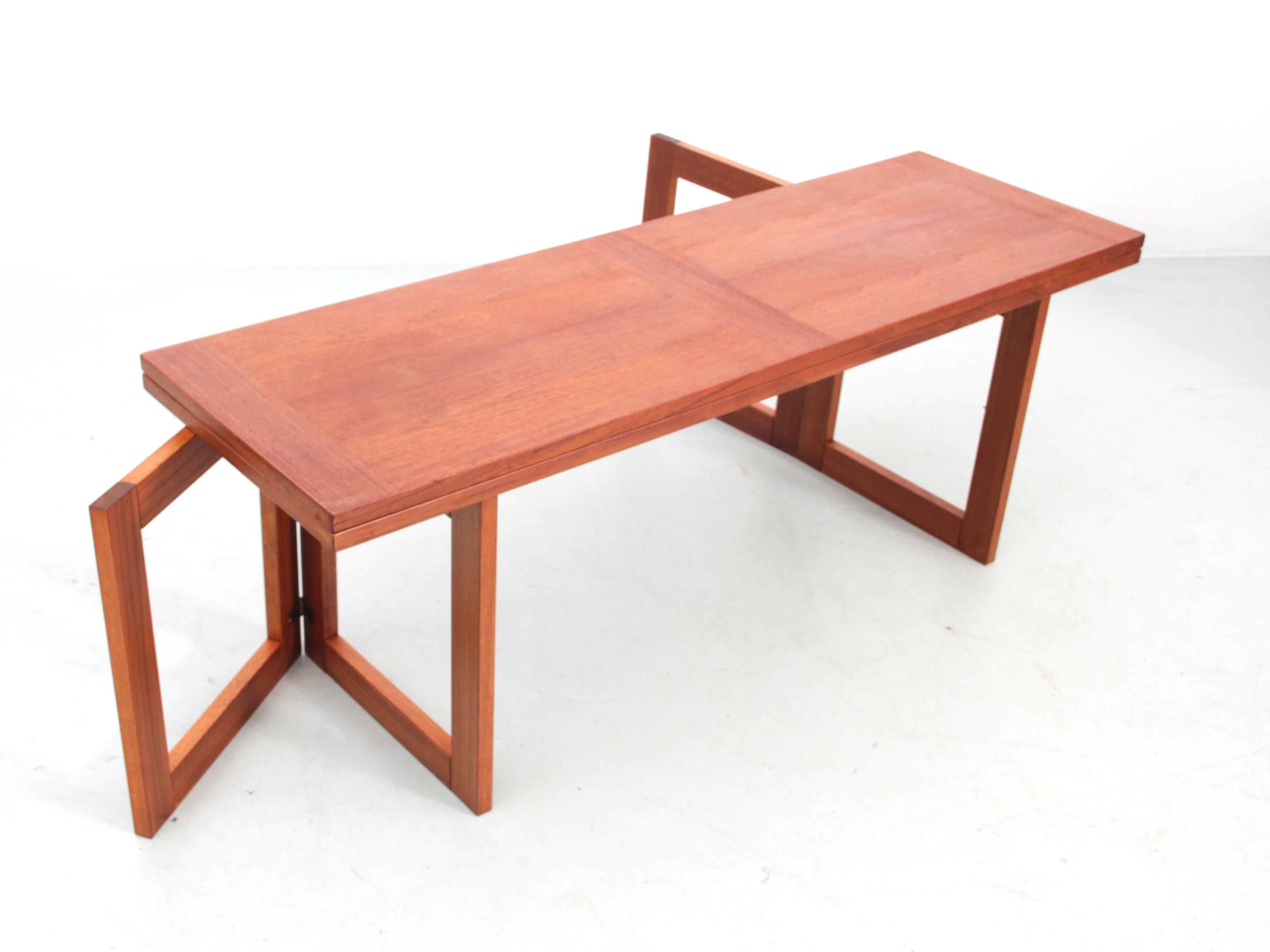 Danish Mid-Century Modern scandinavian folding coffee table in teak For Sale