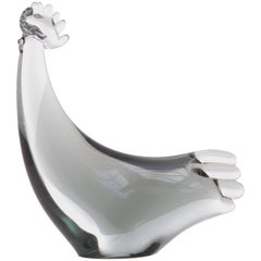Mid-Century Modern Scandinavian Glass Rooster by Holmegaard