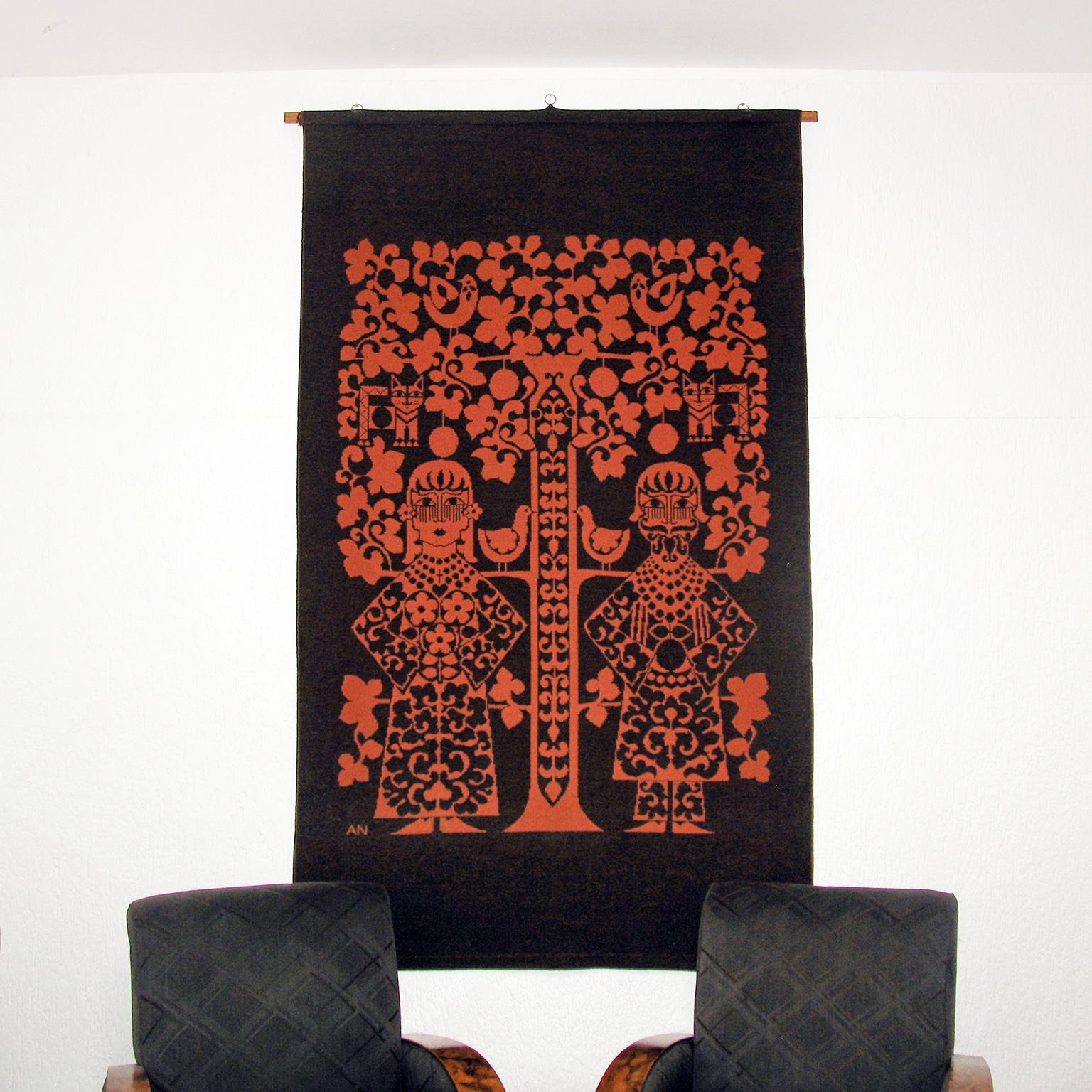 Mid-Century Modern Scandinavian Jacquard Wall Tapestry In Good Condition In Bochum, NRW