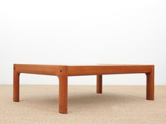 Grande table basse scandinave moderne du milieu du siècle en teck et verre noir