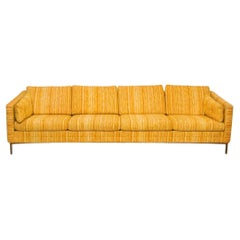 Vintage Mid-Century Modern Scandinavian Long Low 4 Seat Yellow Tweed Sofa Couch by DUX